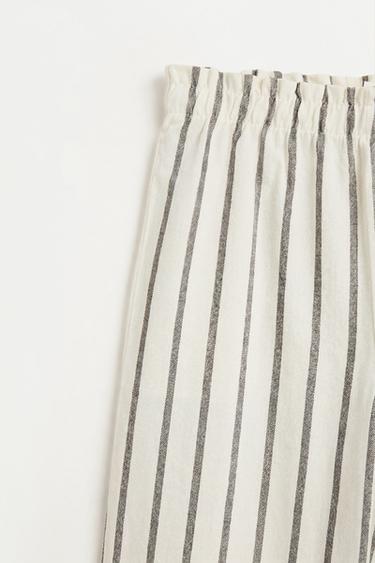 Striped bias cut culottes — ECRU/BLACK 3