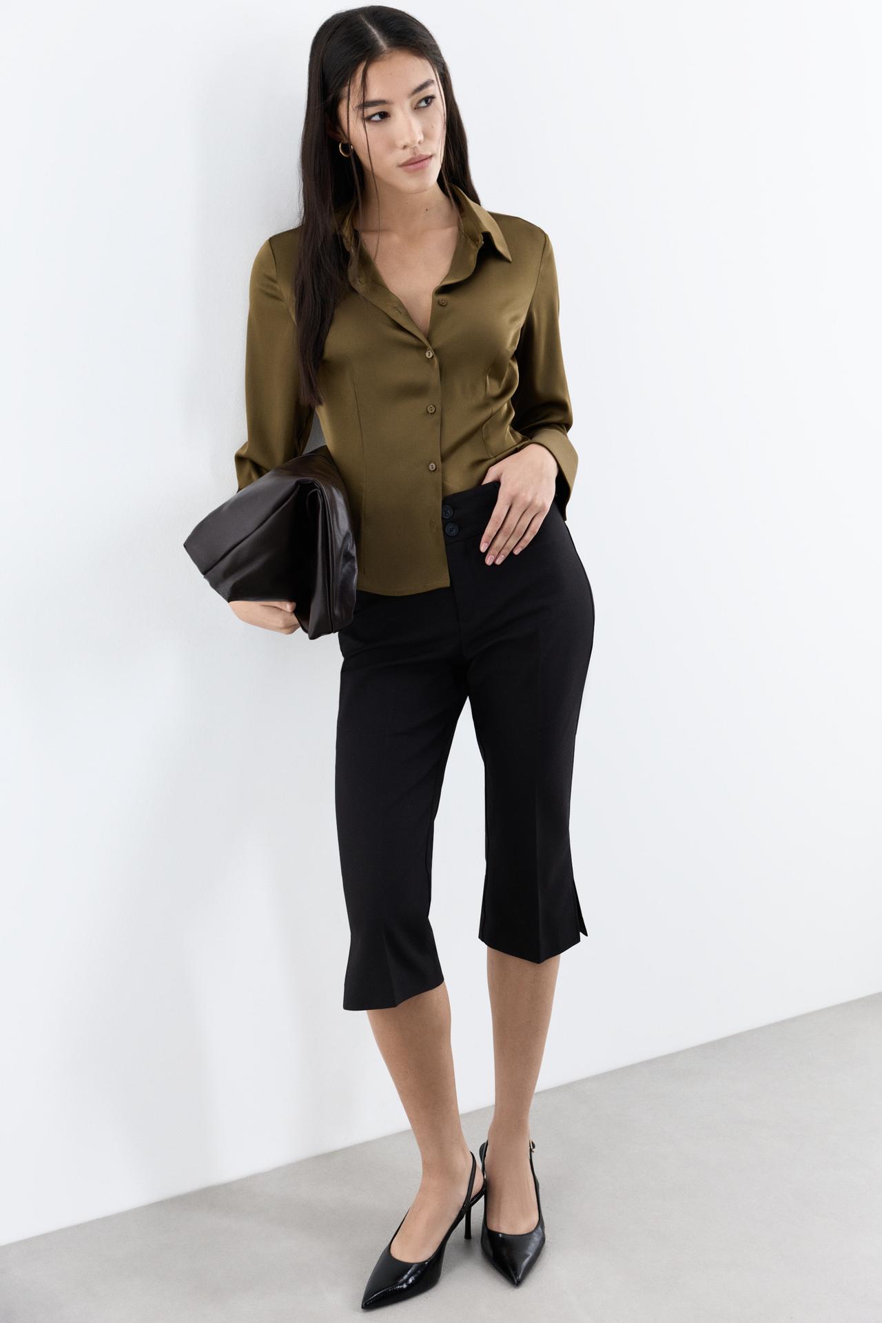 Satin shirt — KHAKI