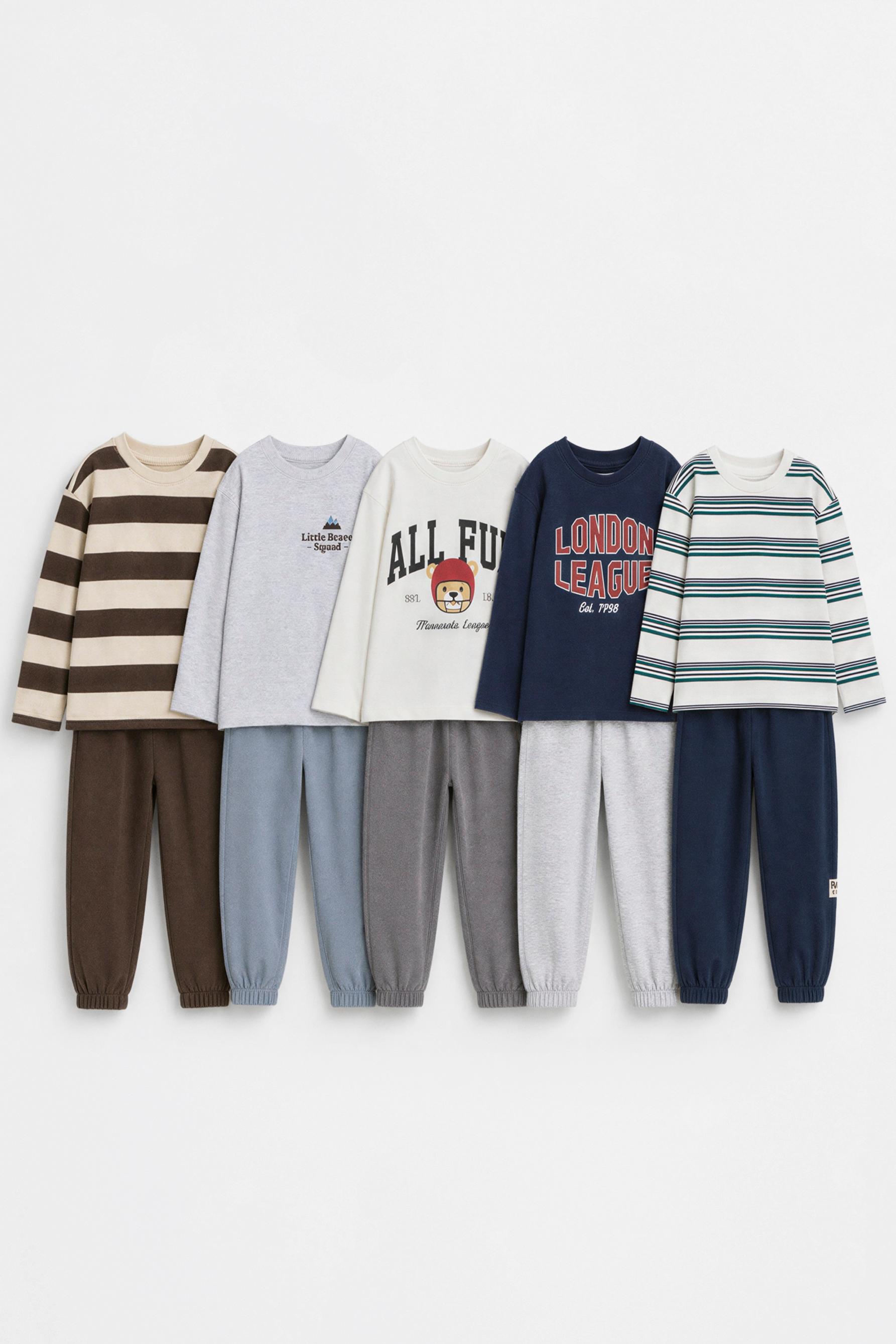 5-pack of T-shirt and fleece pants sets — NAVY