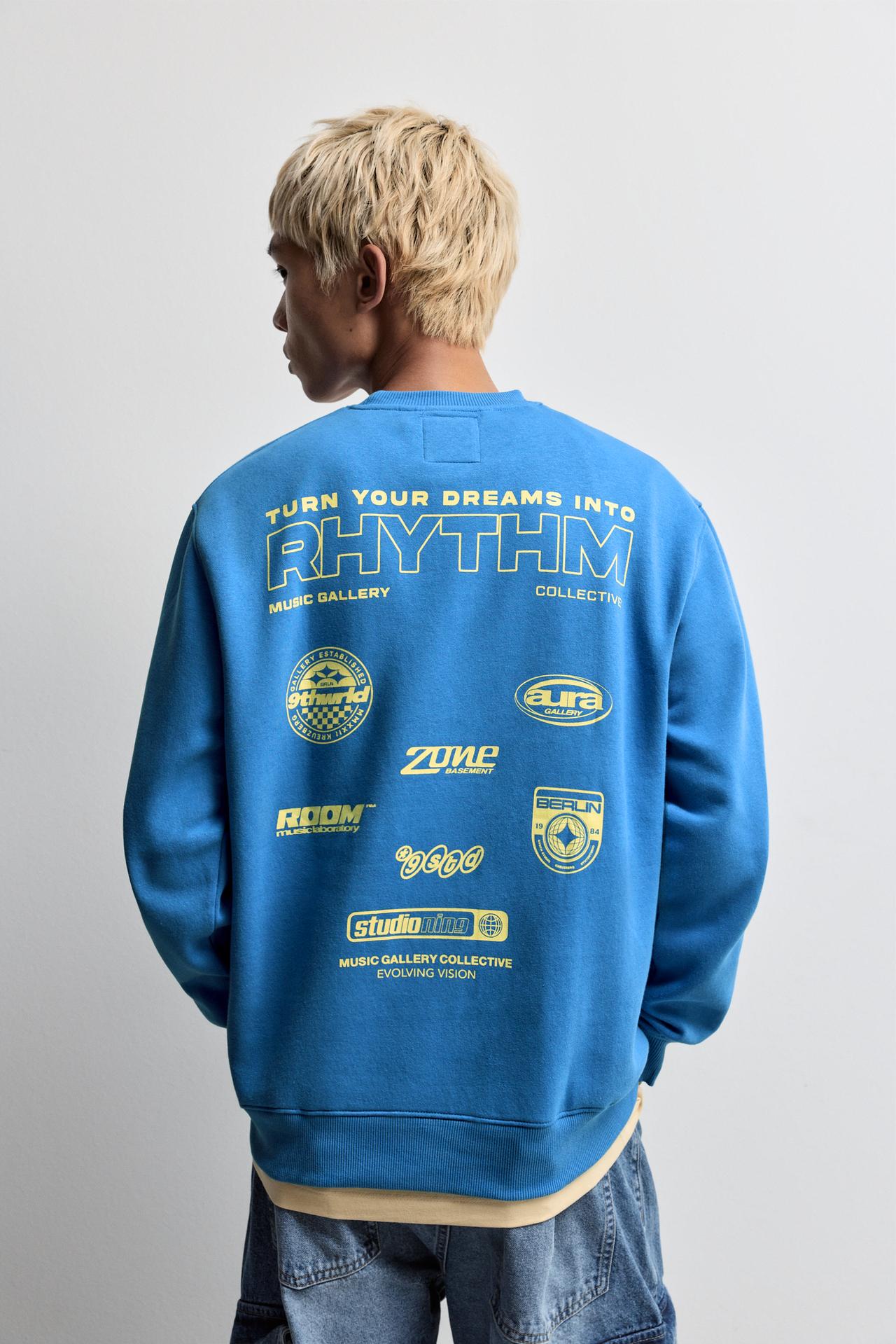 Text print sweatshirt — SKY BLUE
