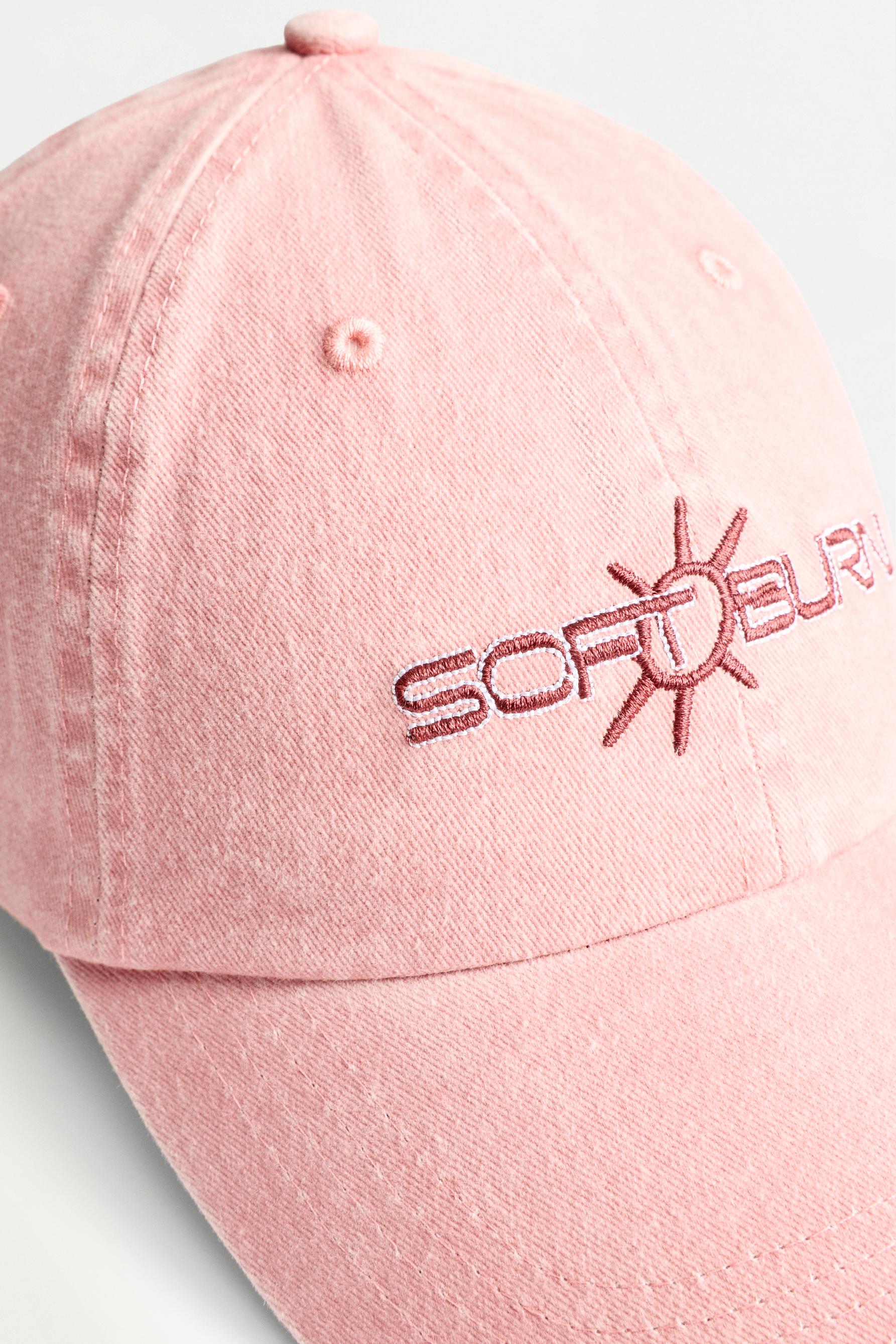 Faded-effect embroidered cap — PASTEL PINK