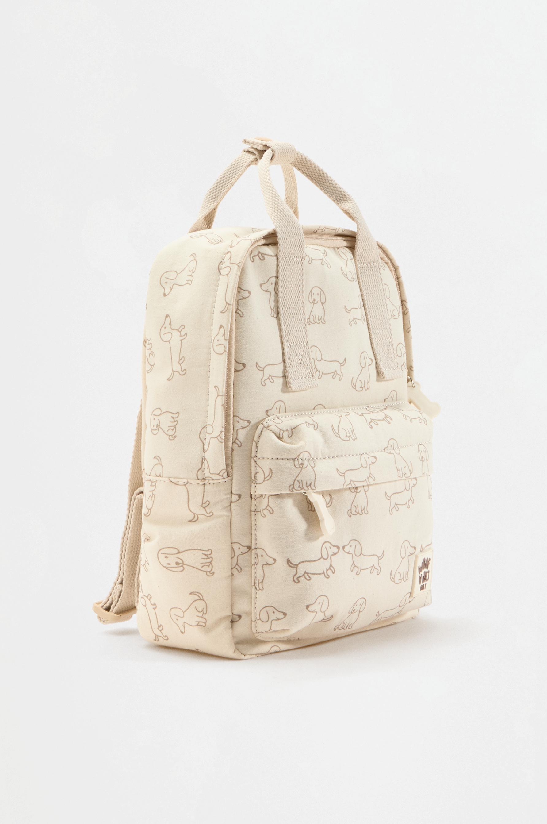 Puppy print backpack — ECRU