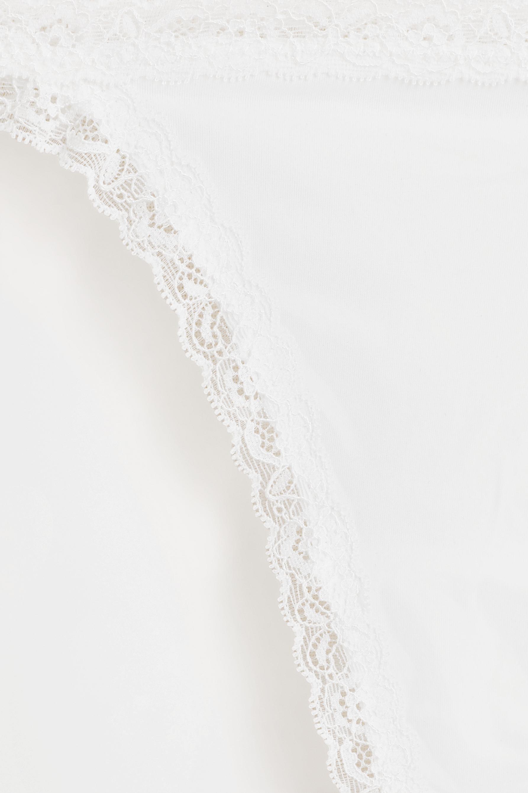 Lace Detail Thong (2-Pack) — WHITE