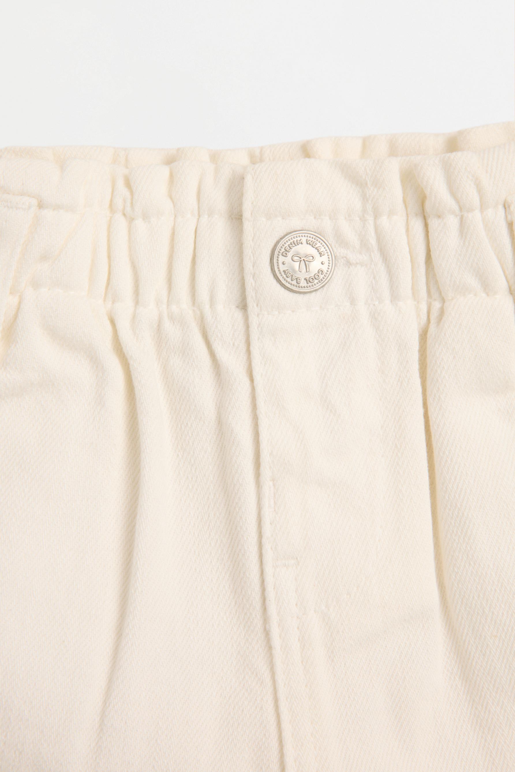 Denim paperbag shorts — WHITE