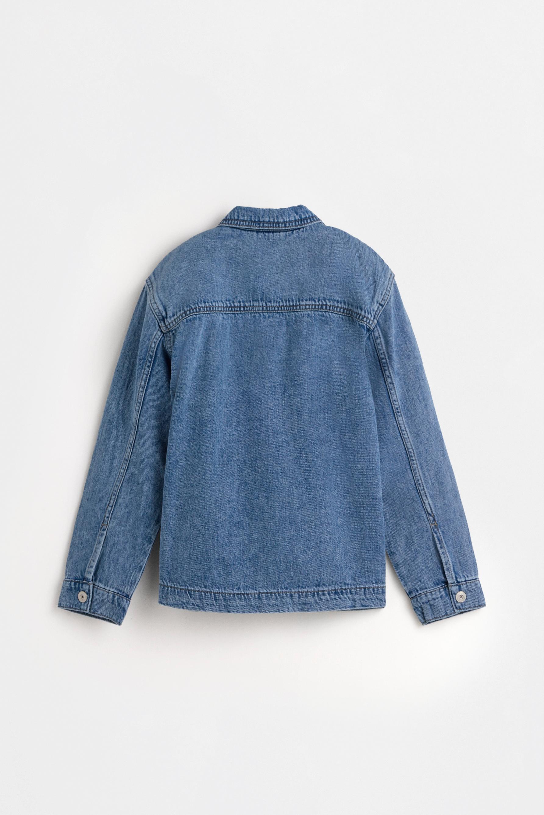 Denim overshirt with patch — INDIGO