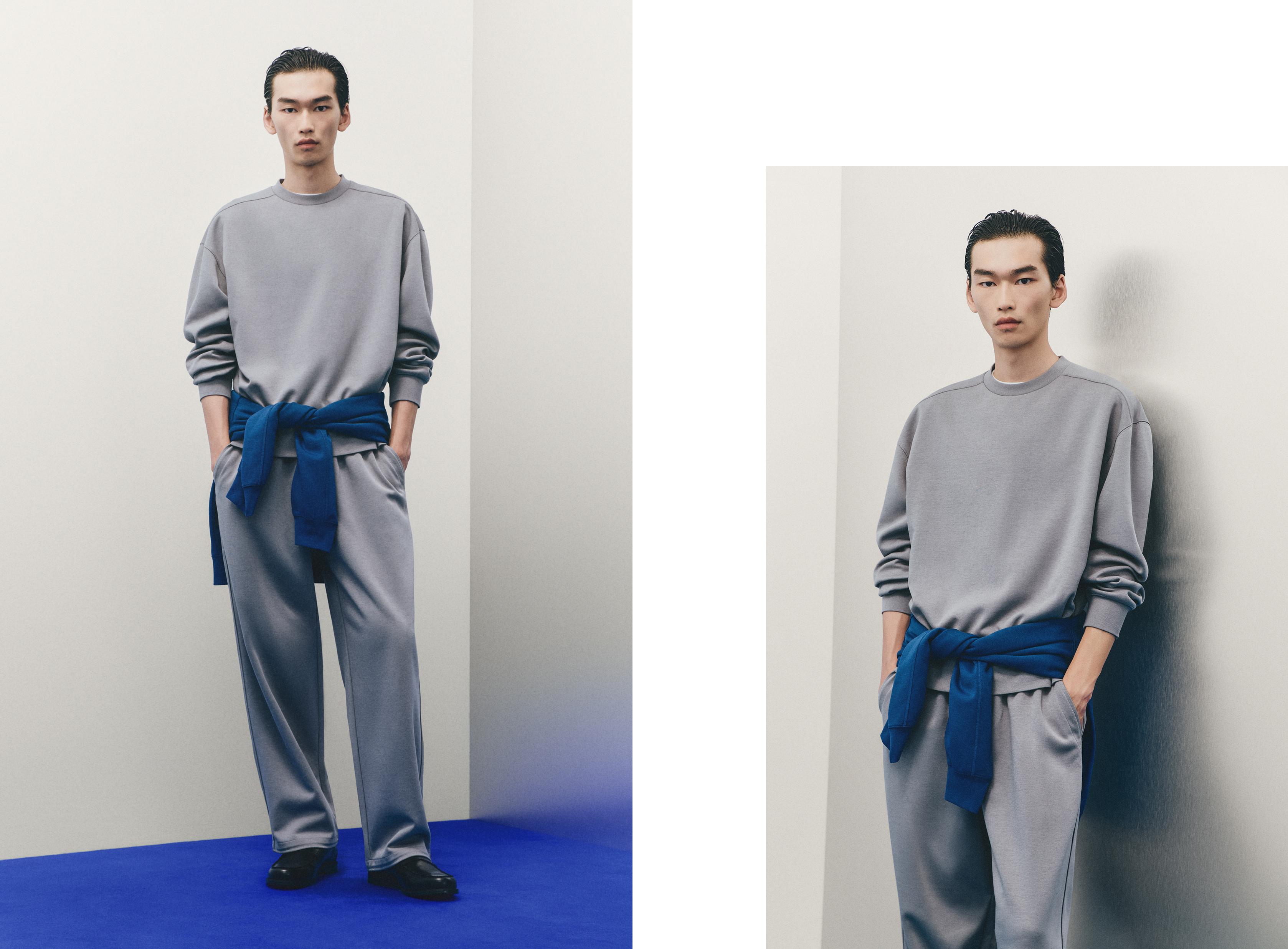 Round neck interlock sweatshirt — MEDIUM GREY