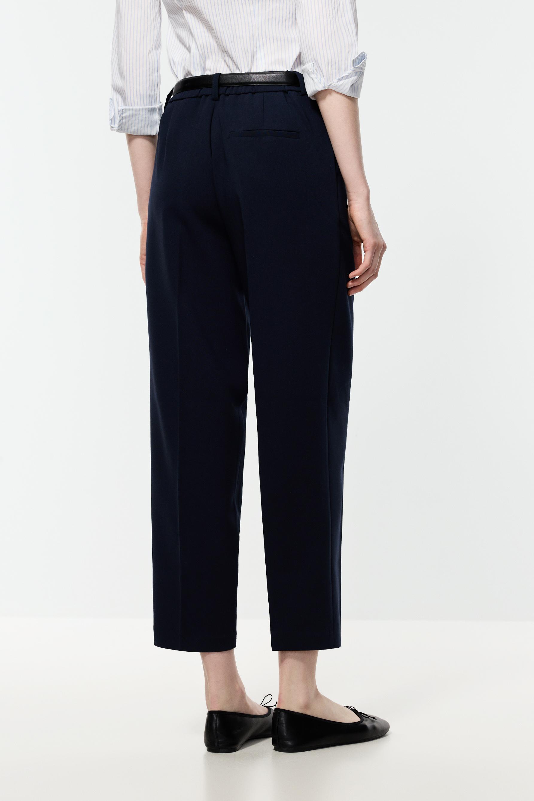 Carrot fit dress trousers — NAVY BLUE