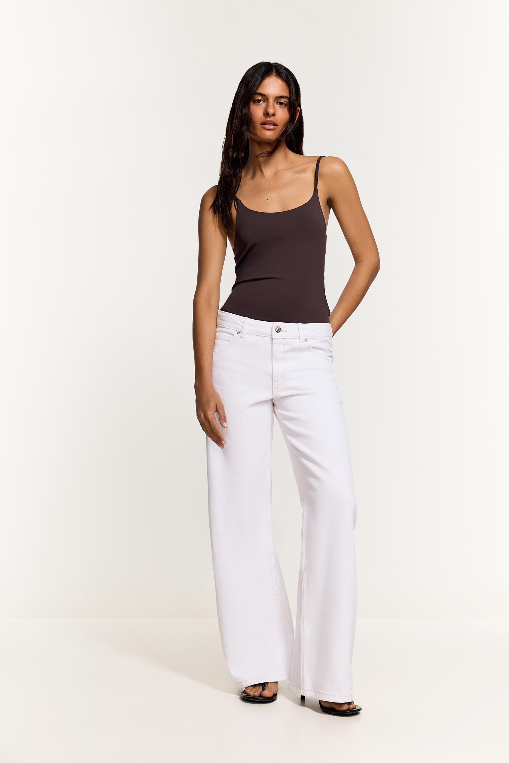 Wide-leg low-waist jeans — WHITE