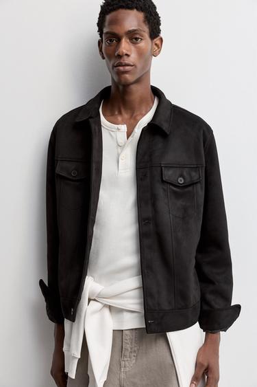 Faux suede jacket — BLACK 5