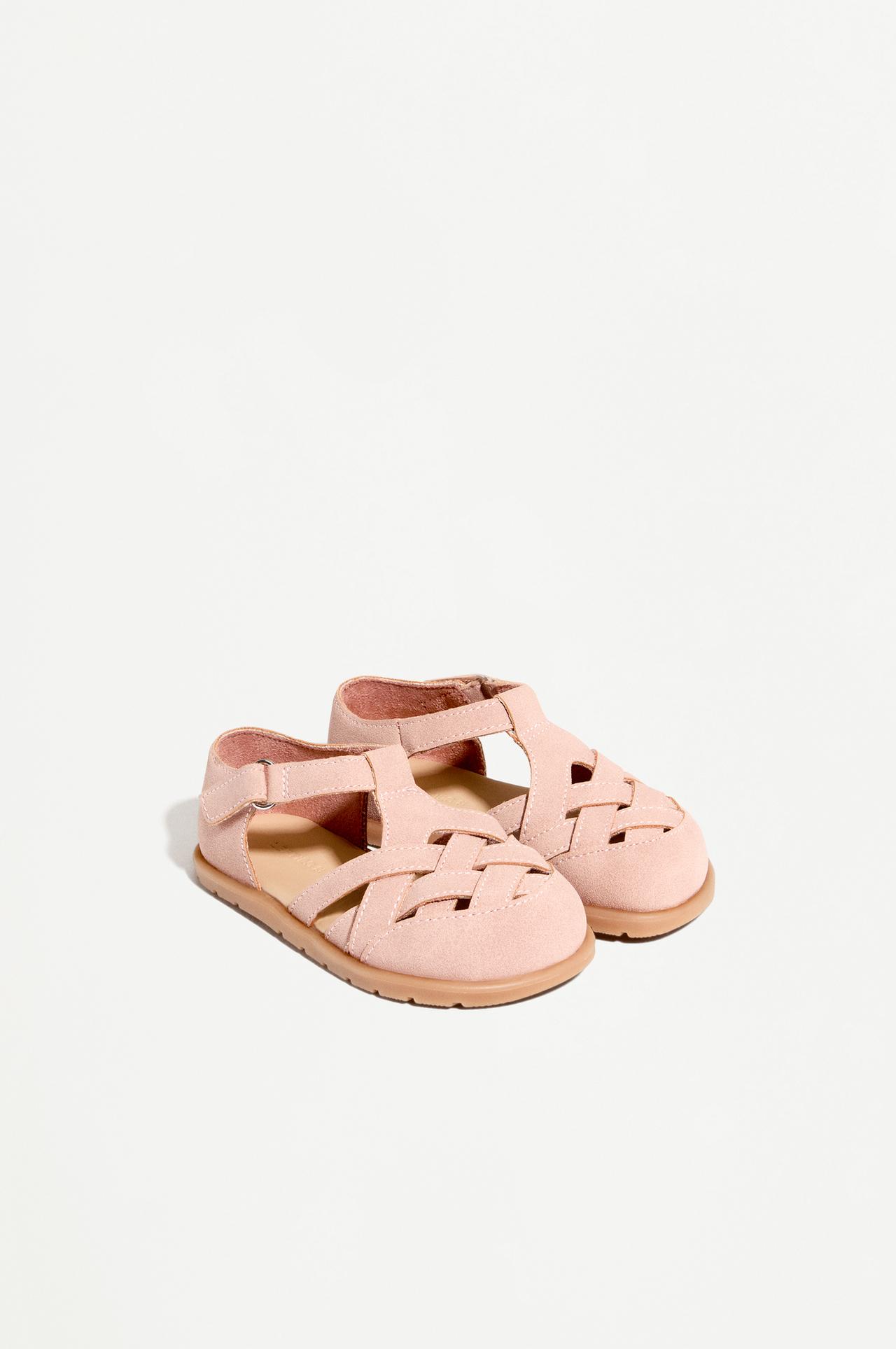 BRAIDED BAREFOOT CAGE SANDALS — PINK
