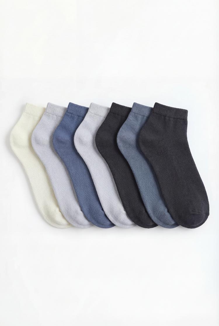 Basic short socks (7-pack) — BLUE TONES