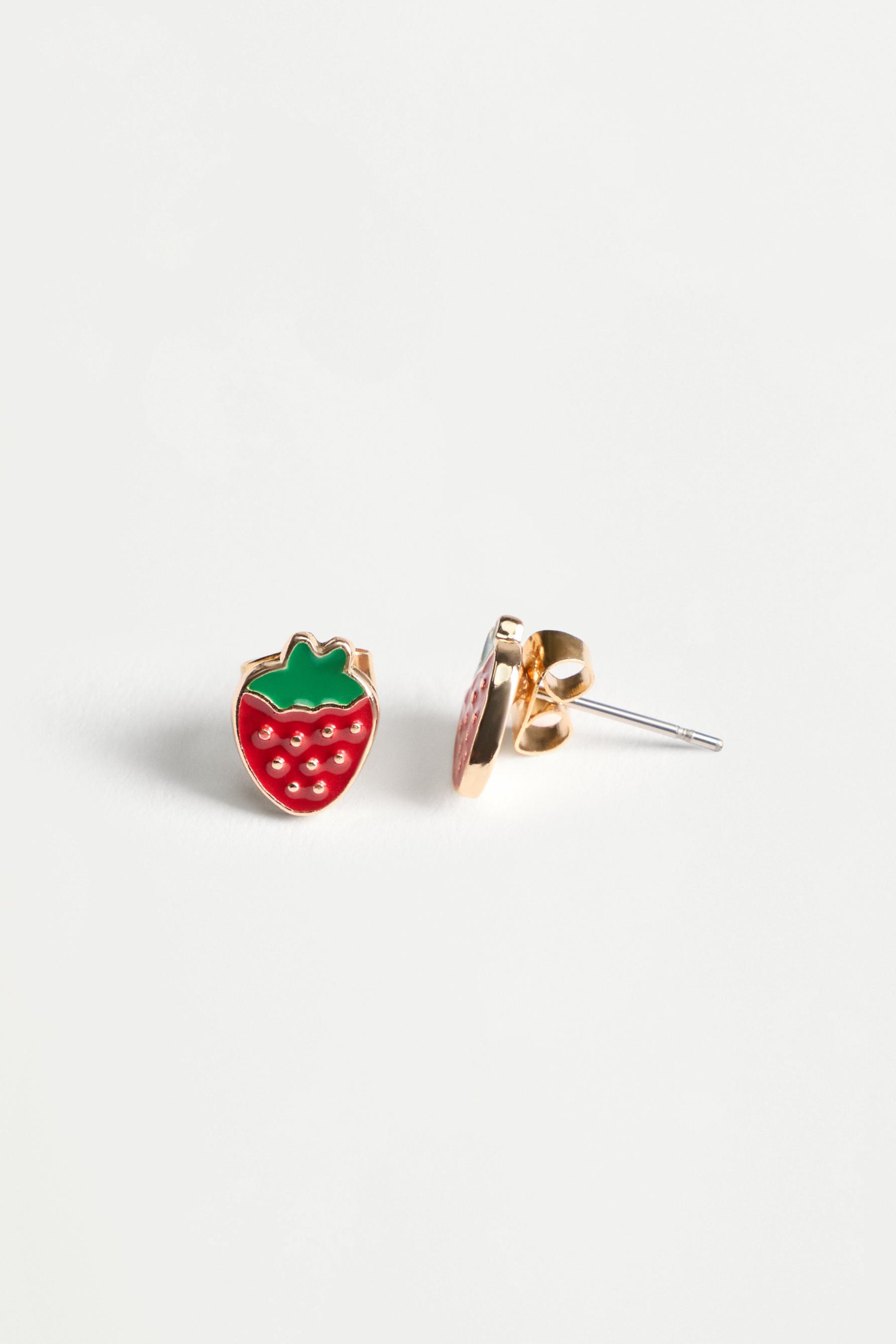 Strawberry necklace and earrings set — WHITE