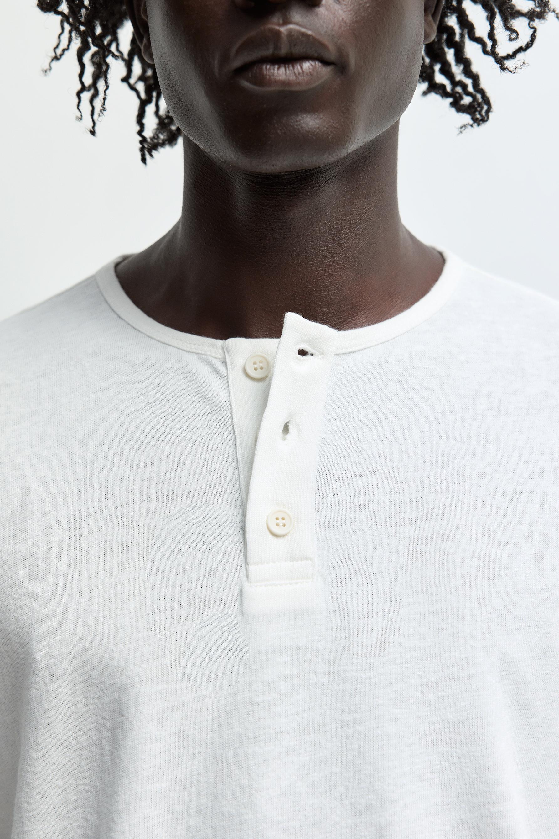 Basic henley T-shirt — OFF WHITE
