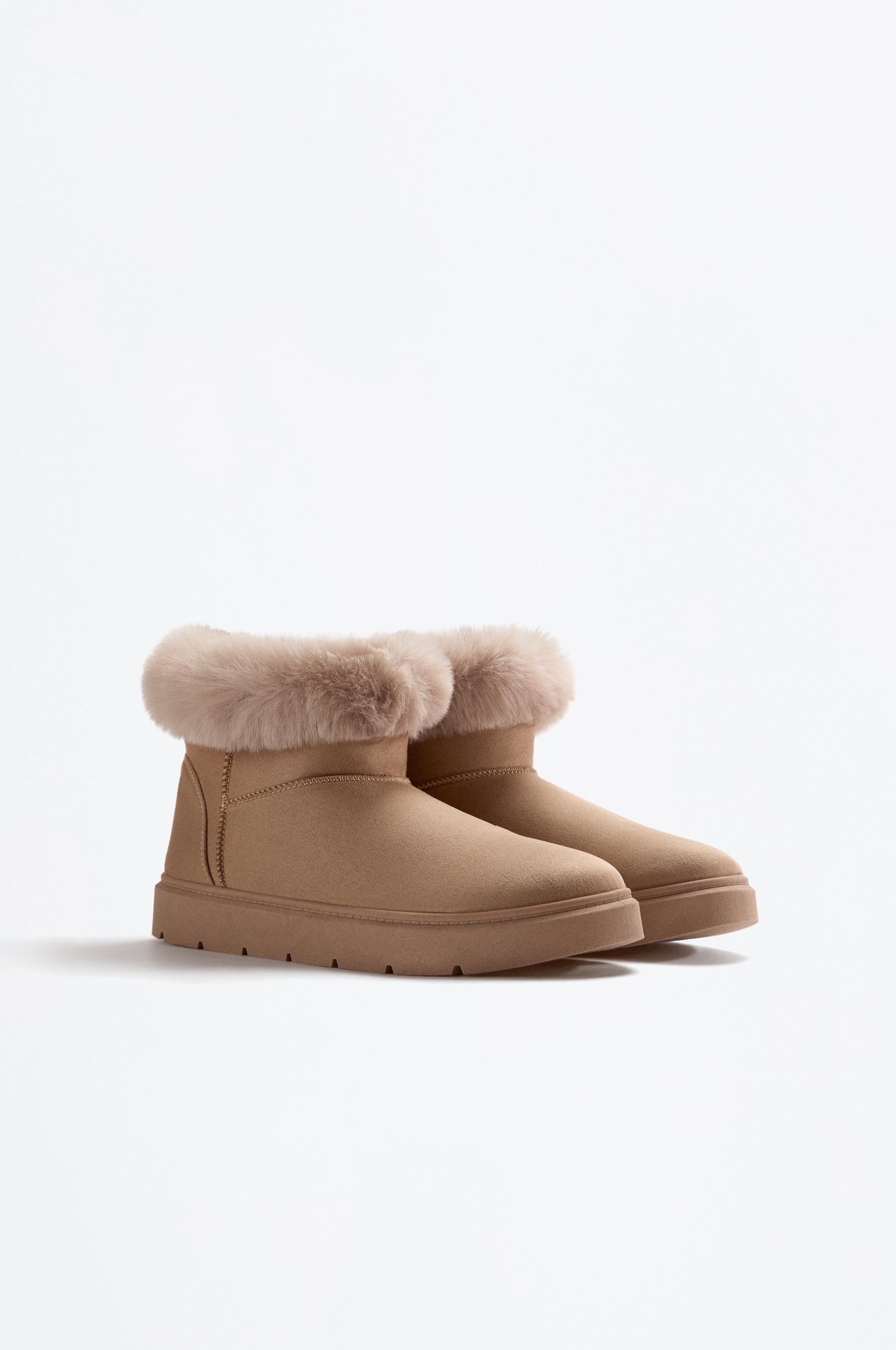 Lined fur ankle boots — BROWN