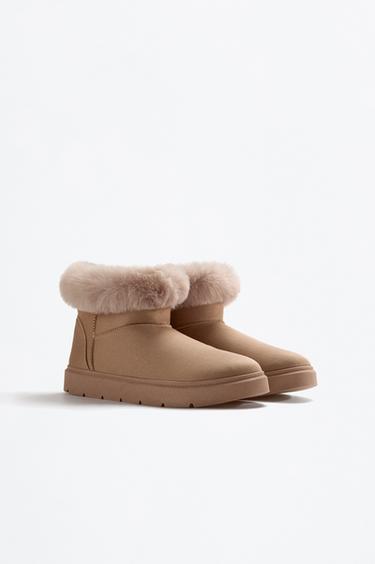 Faux fur lined ankle boot — BROWN 2
