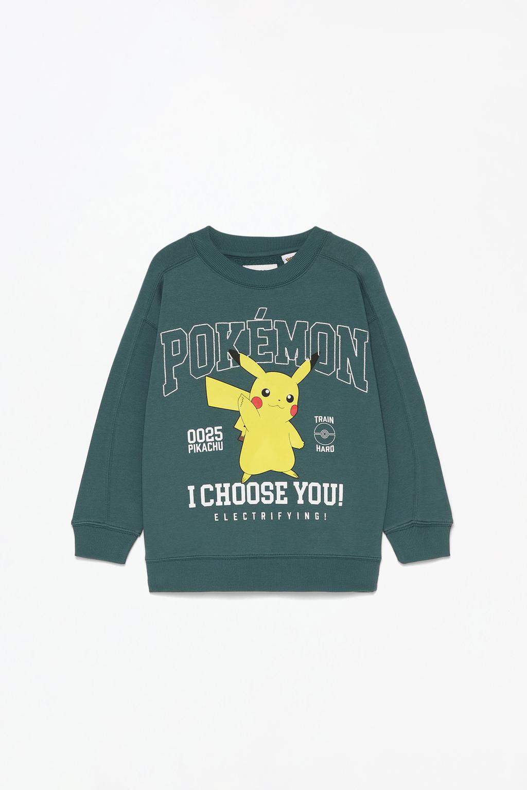 Pikachu Pokémon™ sweatshirt with embroidered slogan