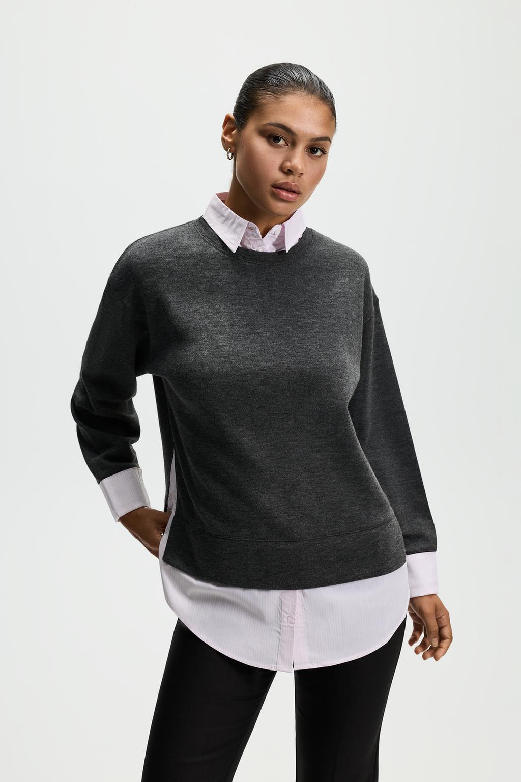 Shirt-effect sweatshirt