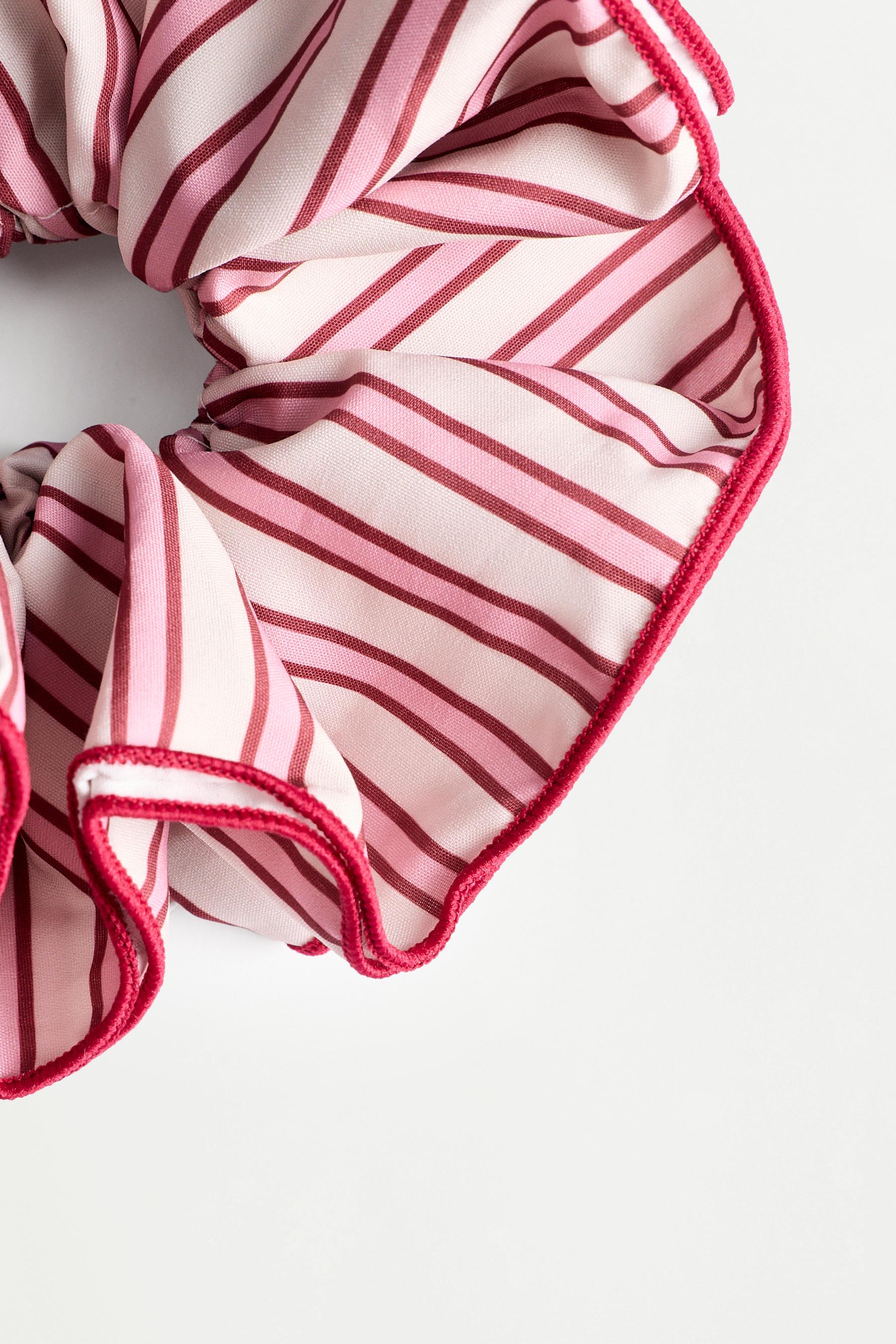 XL striped scrunchie — BURGUNDY/ECRU
