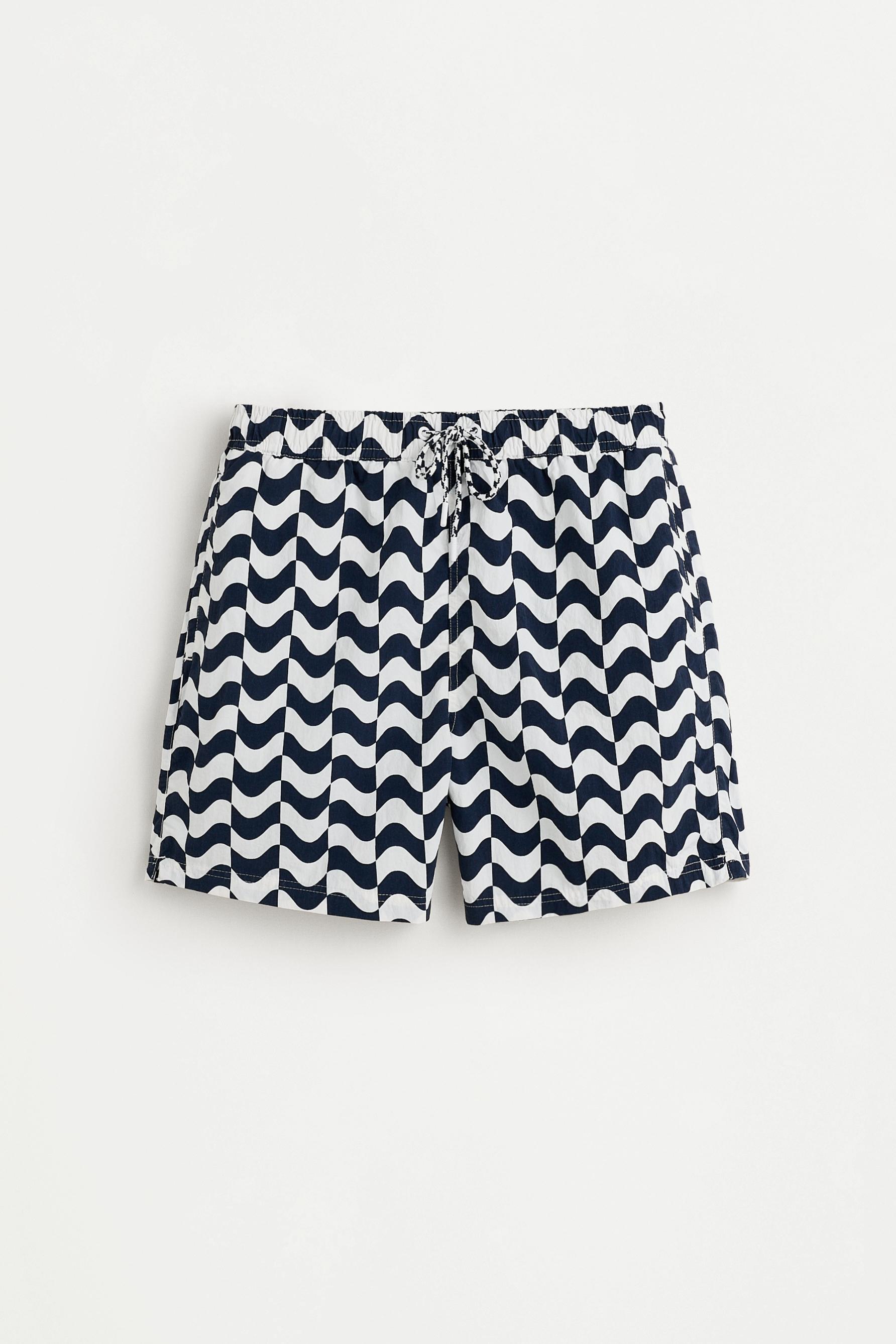 Regular fit printed swim trunks — BLUE/WHITE