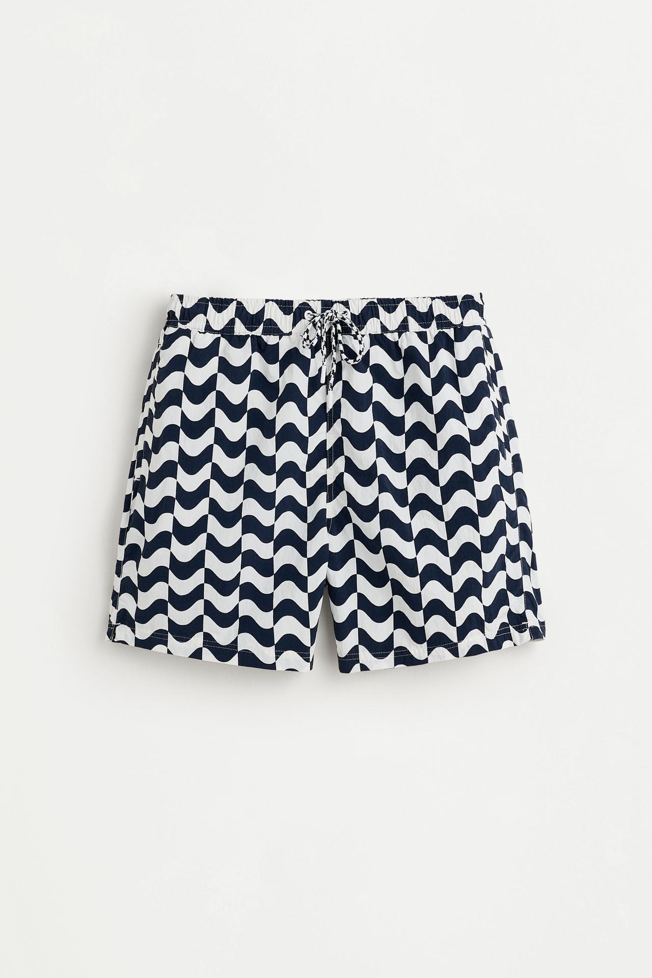 Regular fit printed swim trunks — BLUE/WHITE