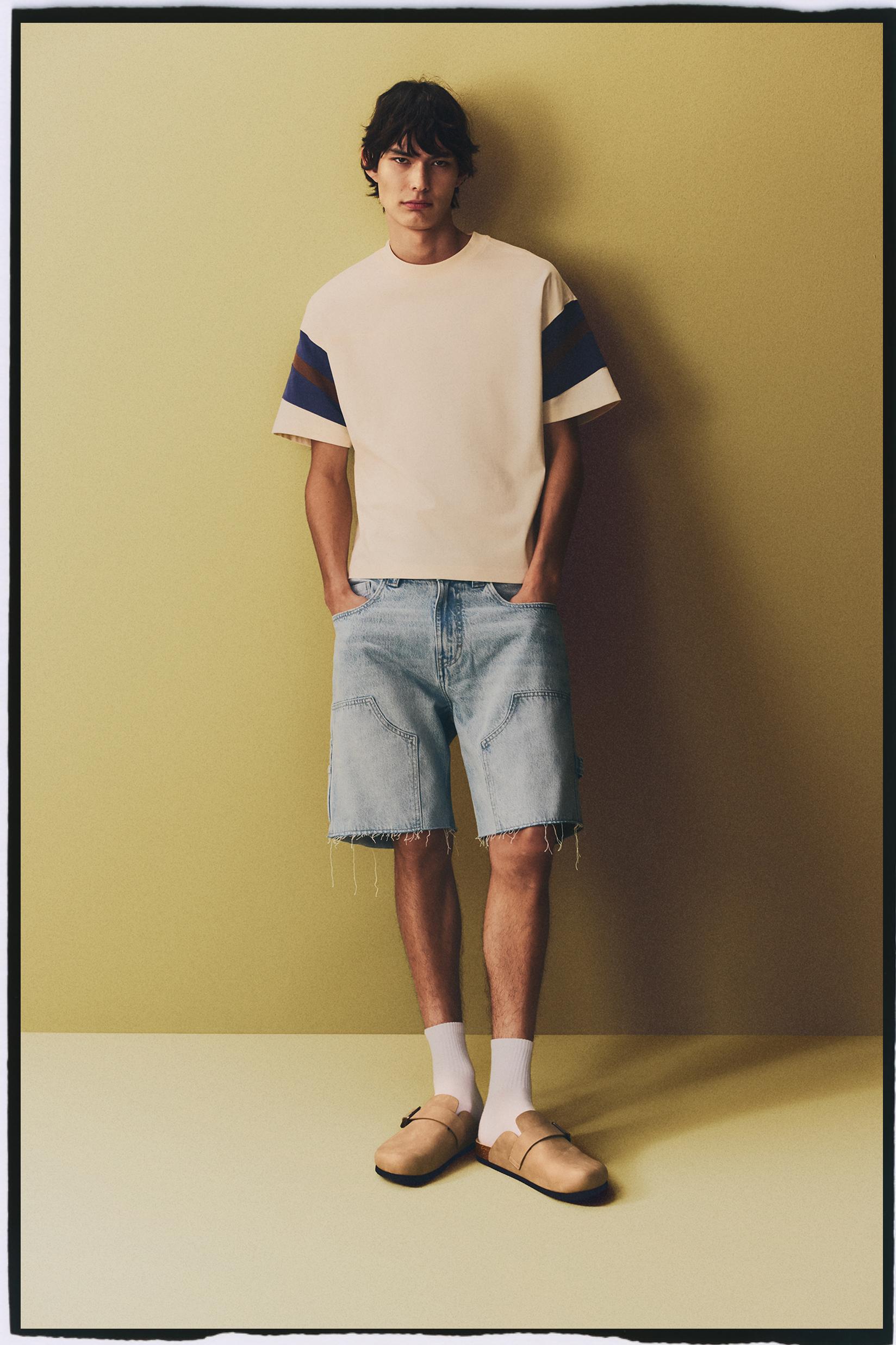 Color block band T-shirt — LIGHT BEIGE