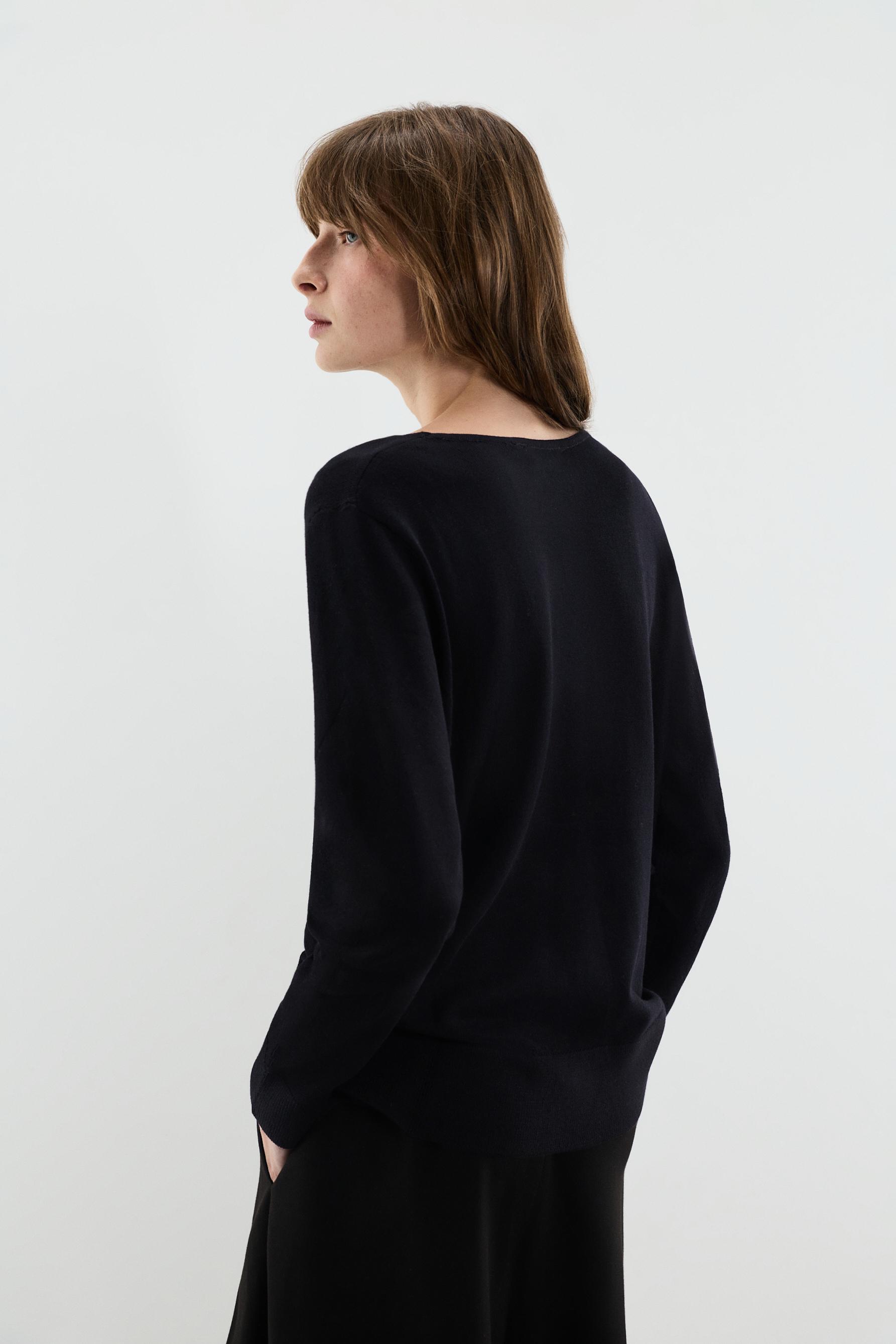 Basic V-neck sweater — BLACK