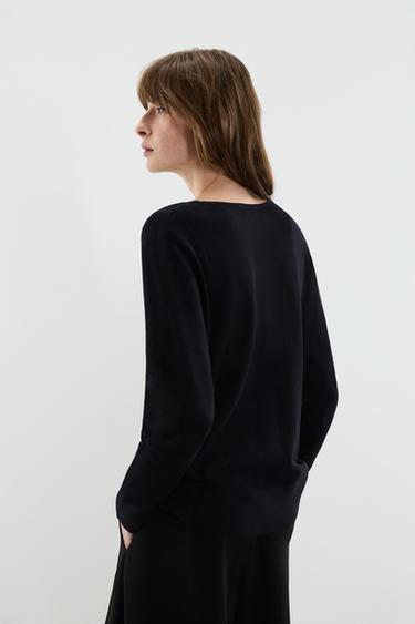 Basic V-neck sweater — BLACK 4