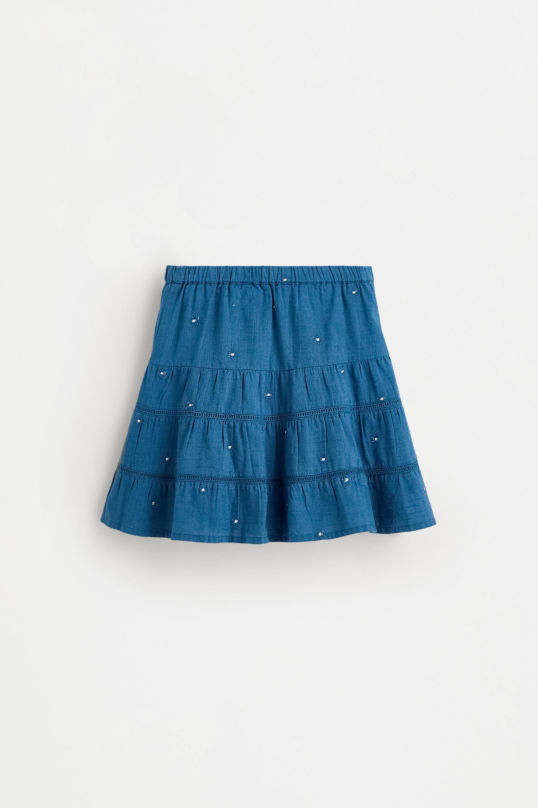 Metallic embroidered skort — INK BLUE