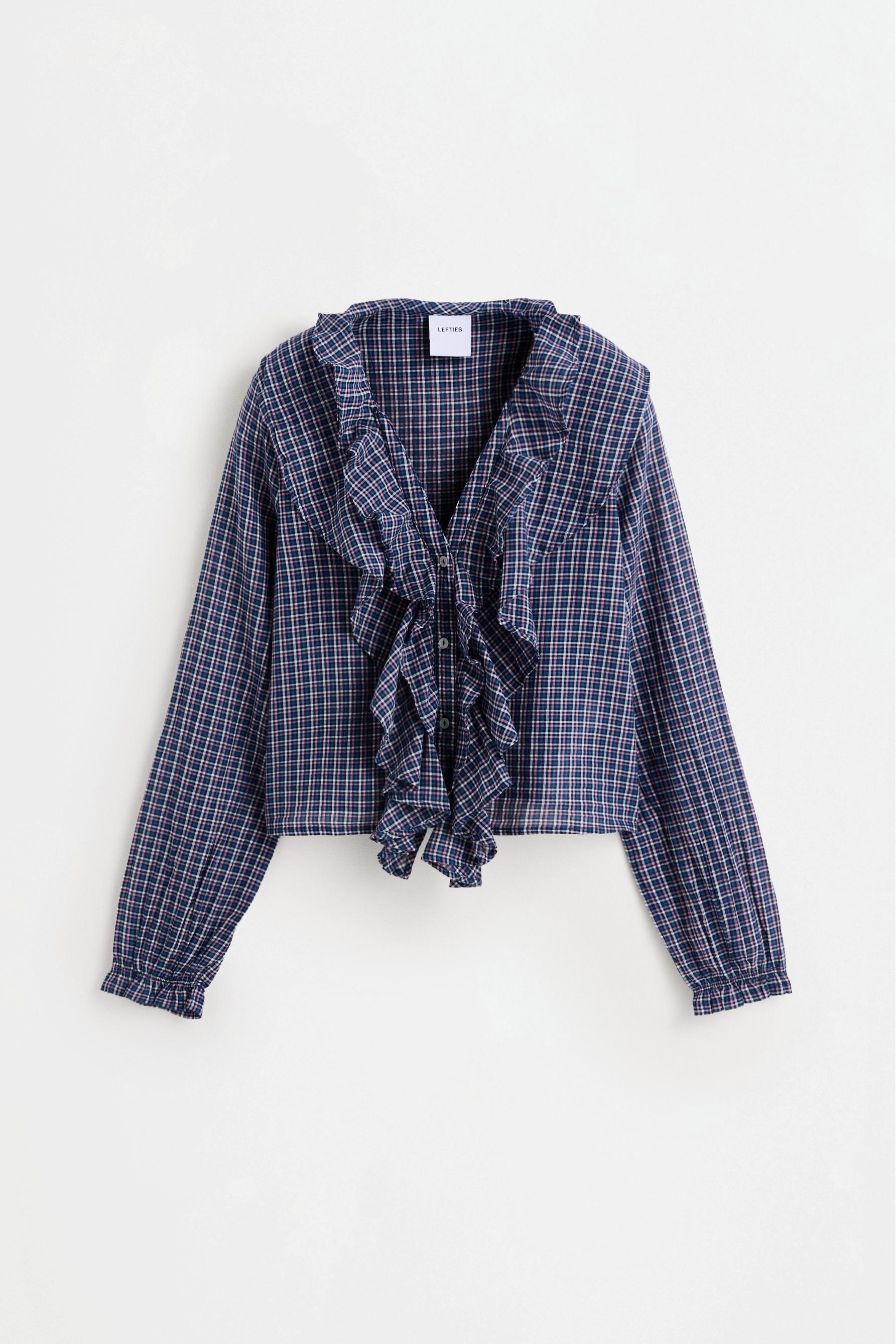 Blusa cuadros volantes