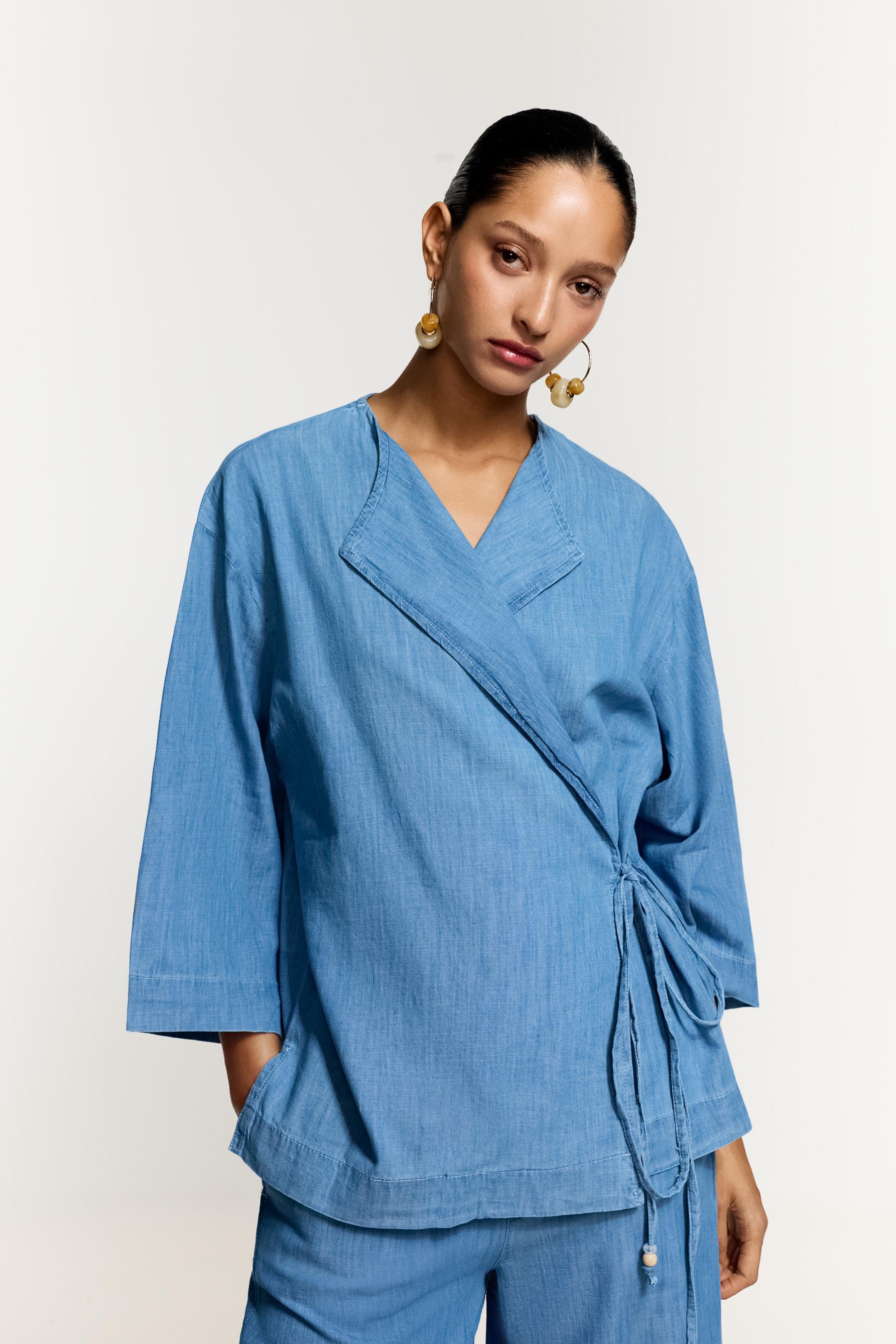 Rustic tie-detail kimono - | LEFTIES Portugal
