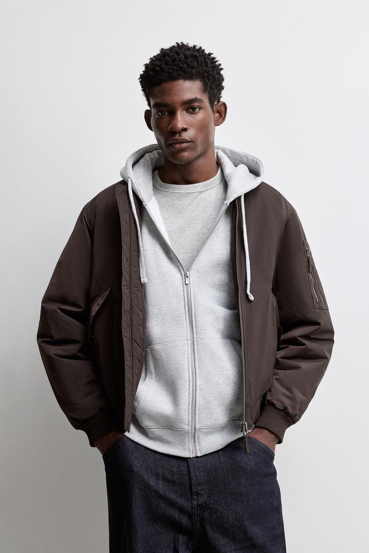 Quilted bomber jacket — CHOCOLATE