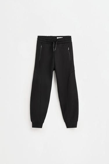 Interlock plush joggers — BLACK 1