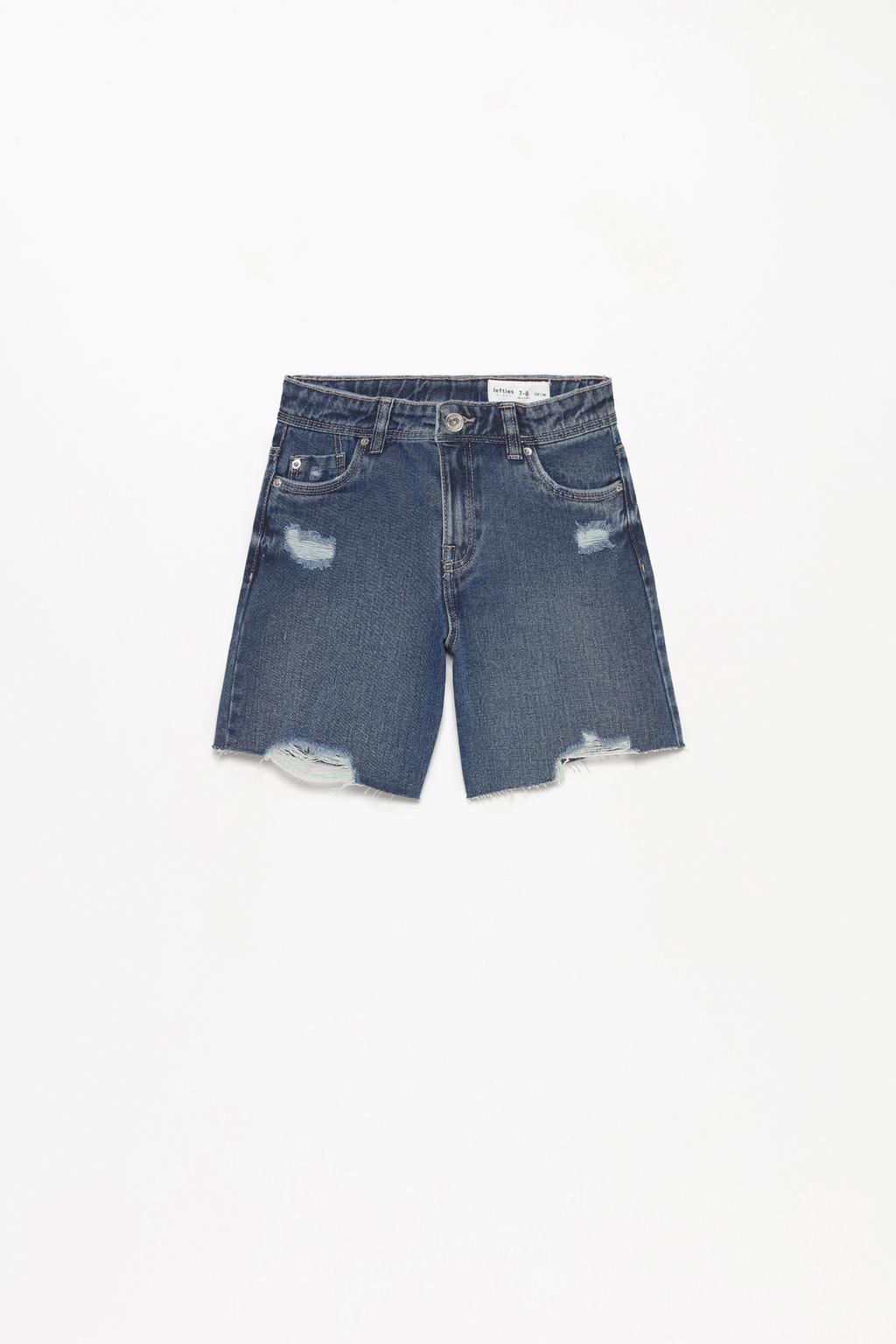 Ripped denim Bermuda shorts