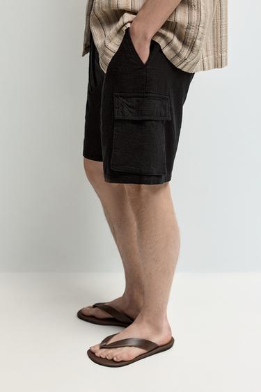 Rustic cargo Bermuda joggers — BLACK 3