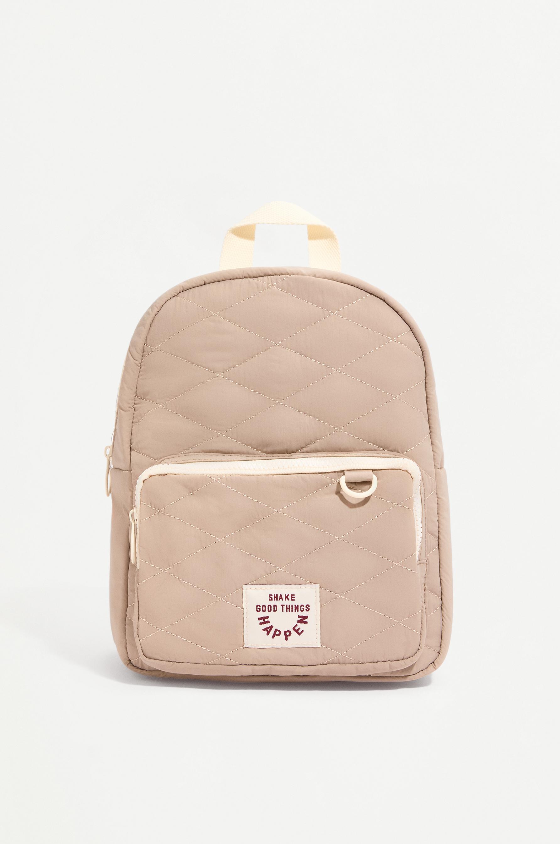 QUILTED BACKPACK — BROWN