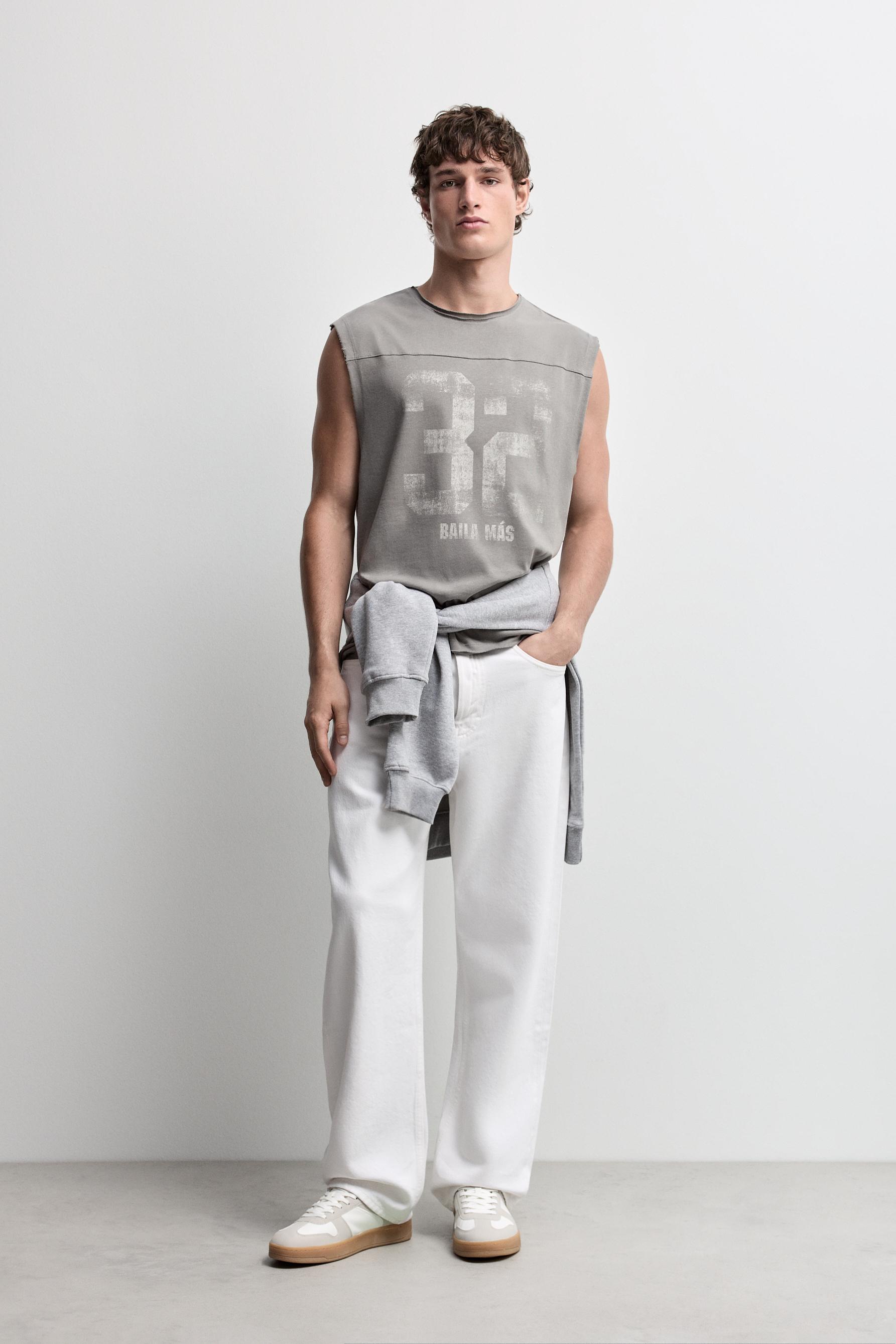 Faded effect printed sleeveless T-shirt — ASH
