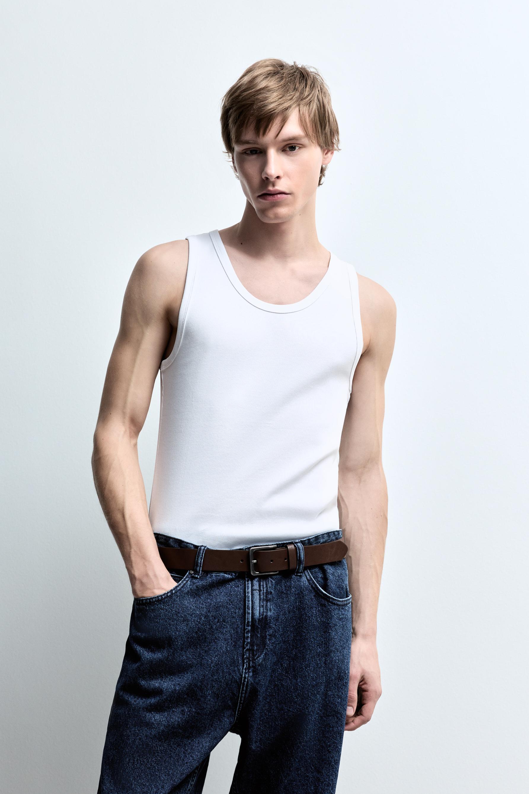 Ribbed vest top — OFF WHITE