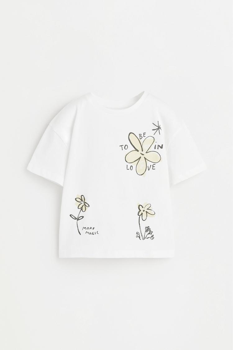 Printed T-shirt — PINKISH WHITE