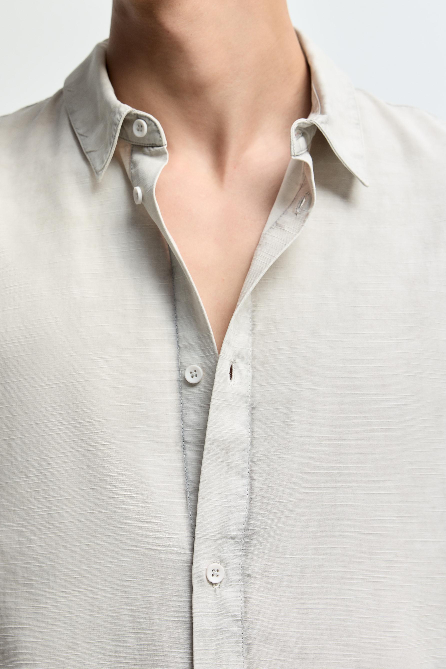 Faded-effect texture shirt — PALE GREY