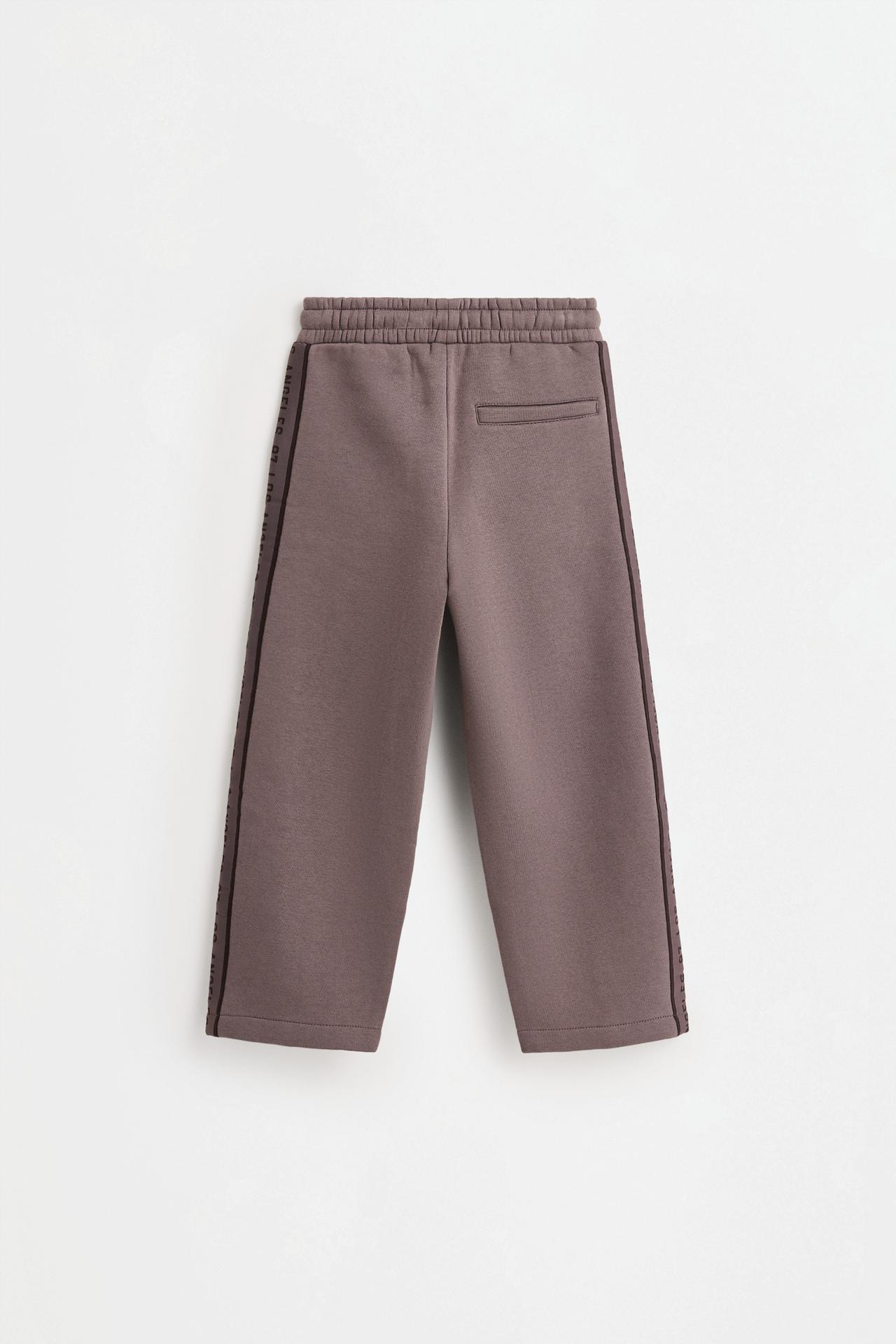 Side stripe plush trousers — MINK