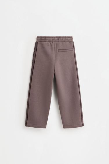 Side stripe plush trousers — MINK 2