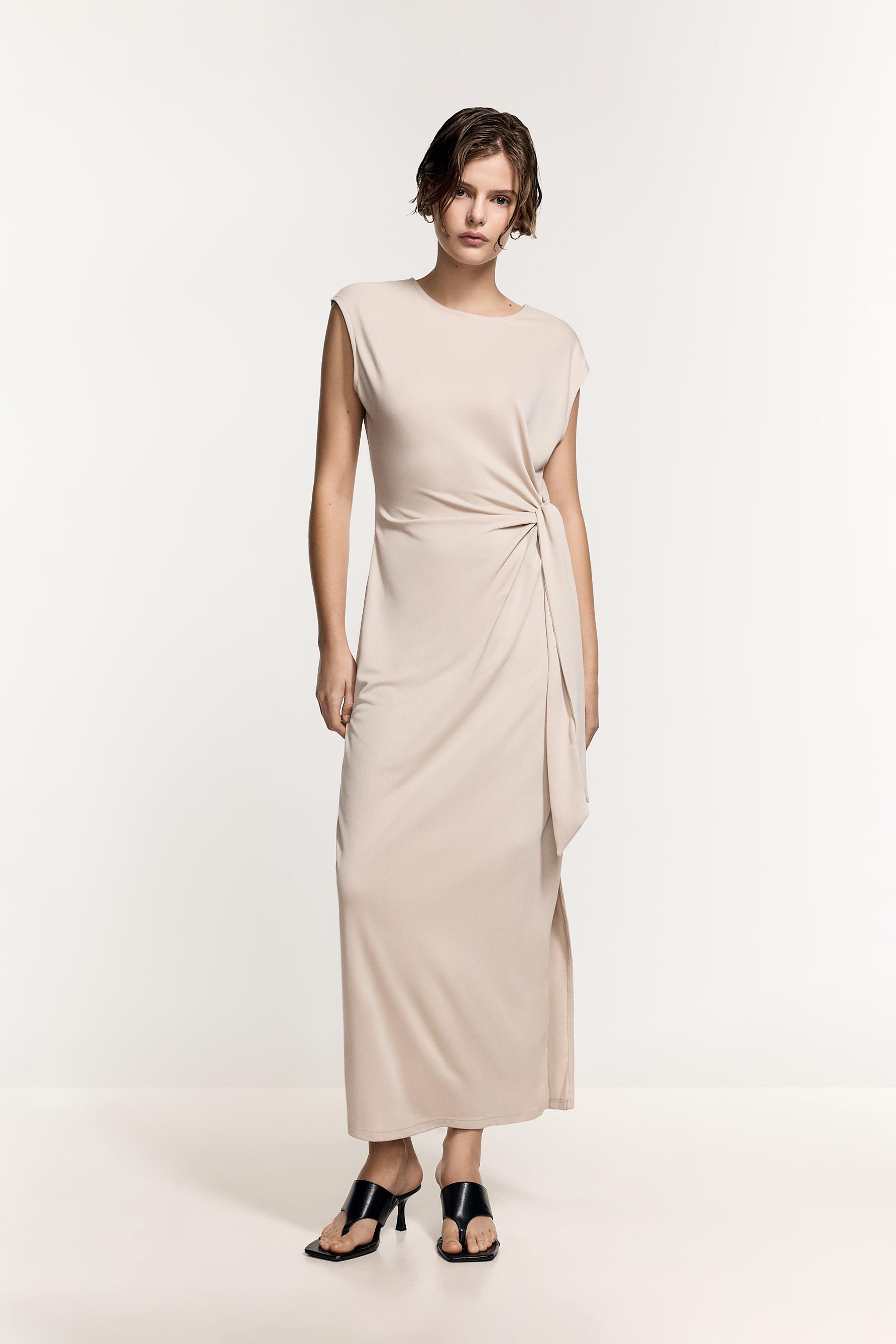 Midi dress with tie detail — MINK