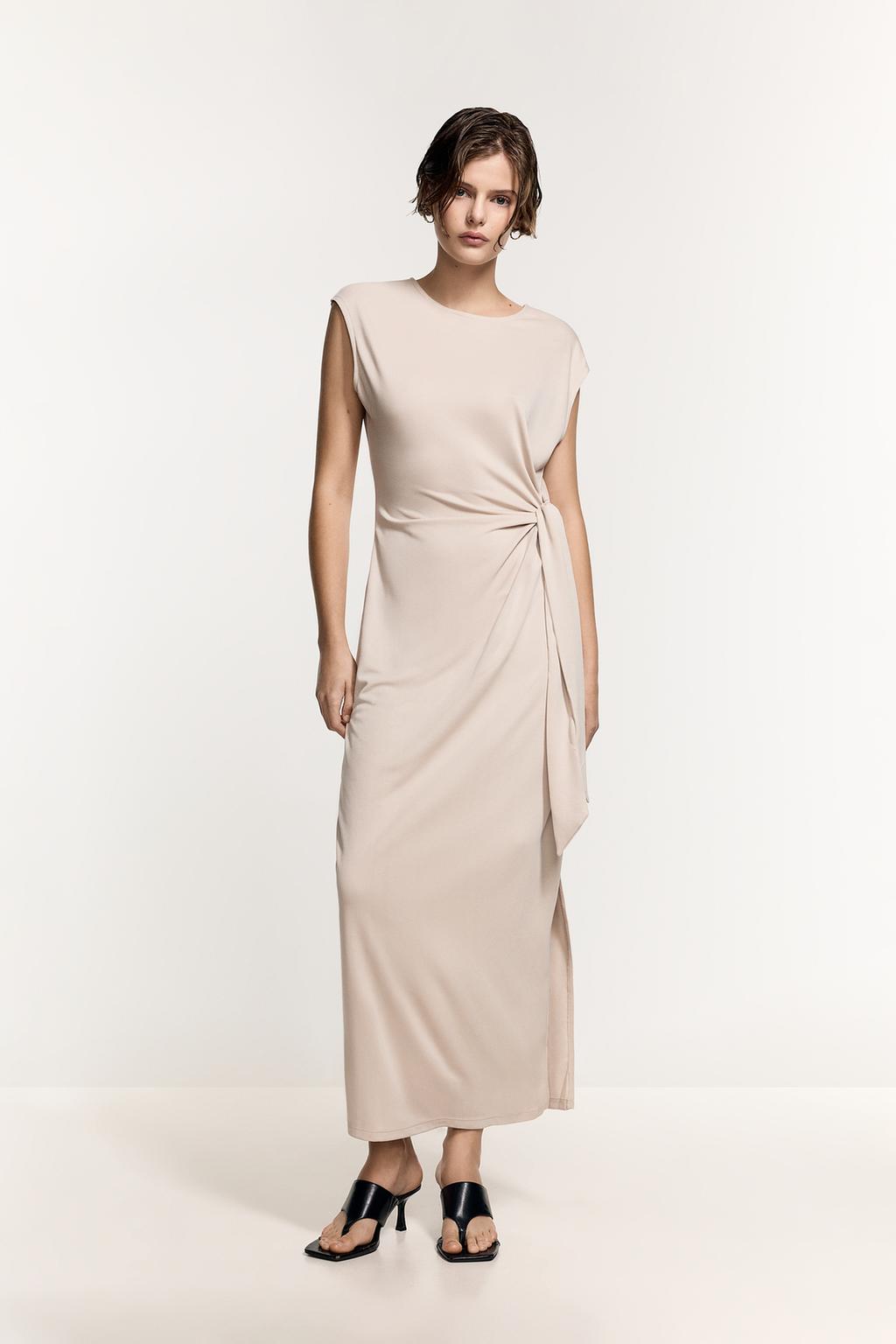 Midi dress with tie