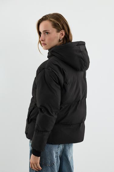 Hooded puffer jacket — BLACK 4