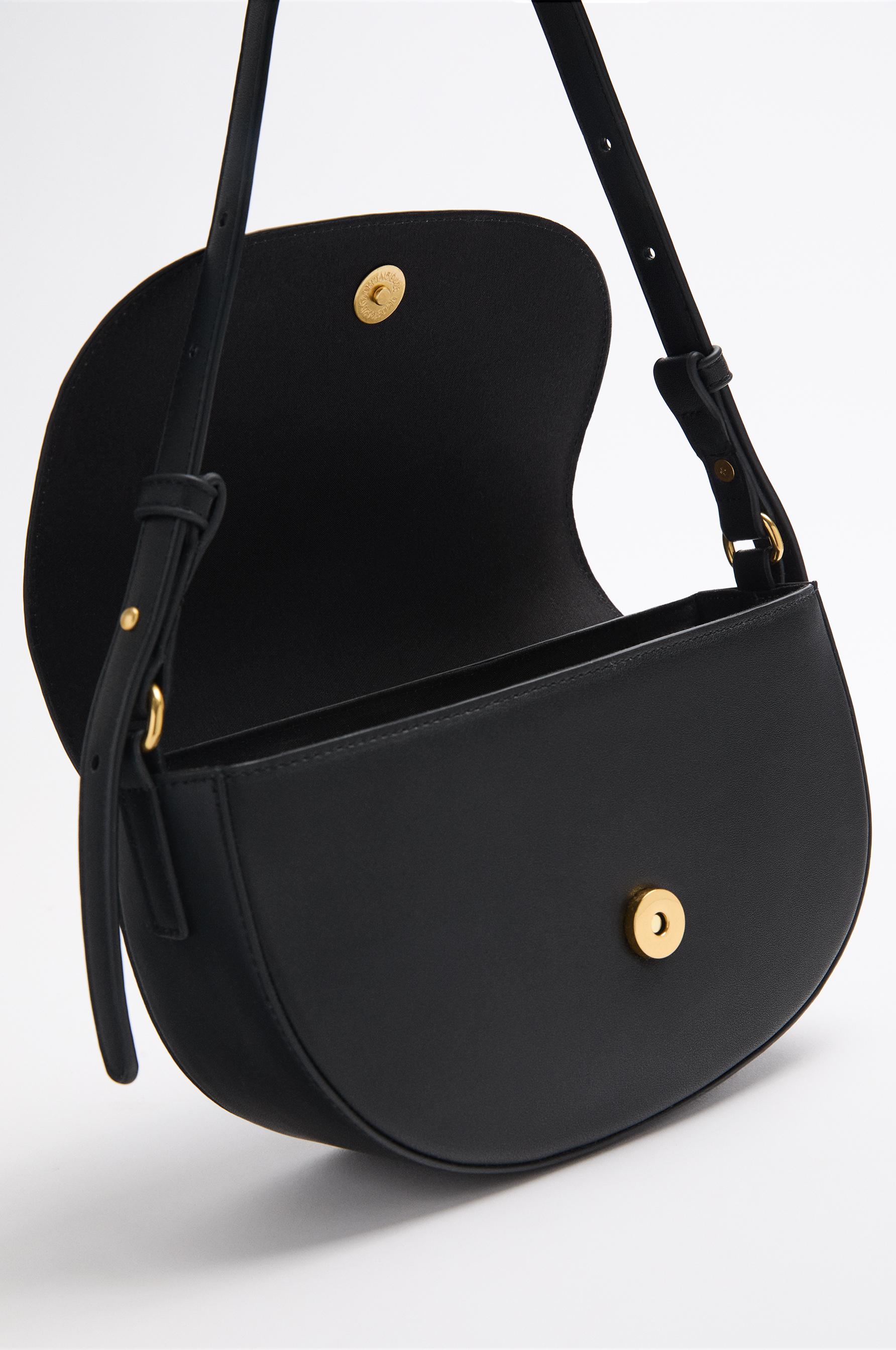 Flap crossbody bag with double handle — BLACK