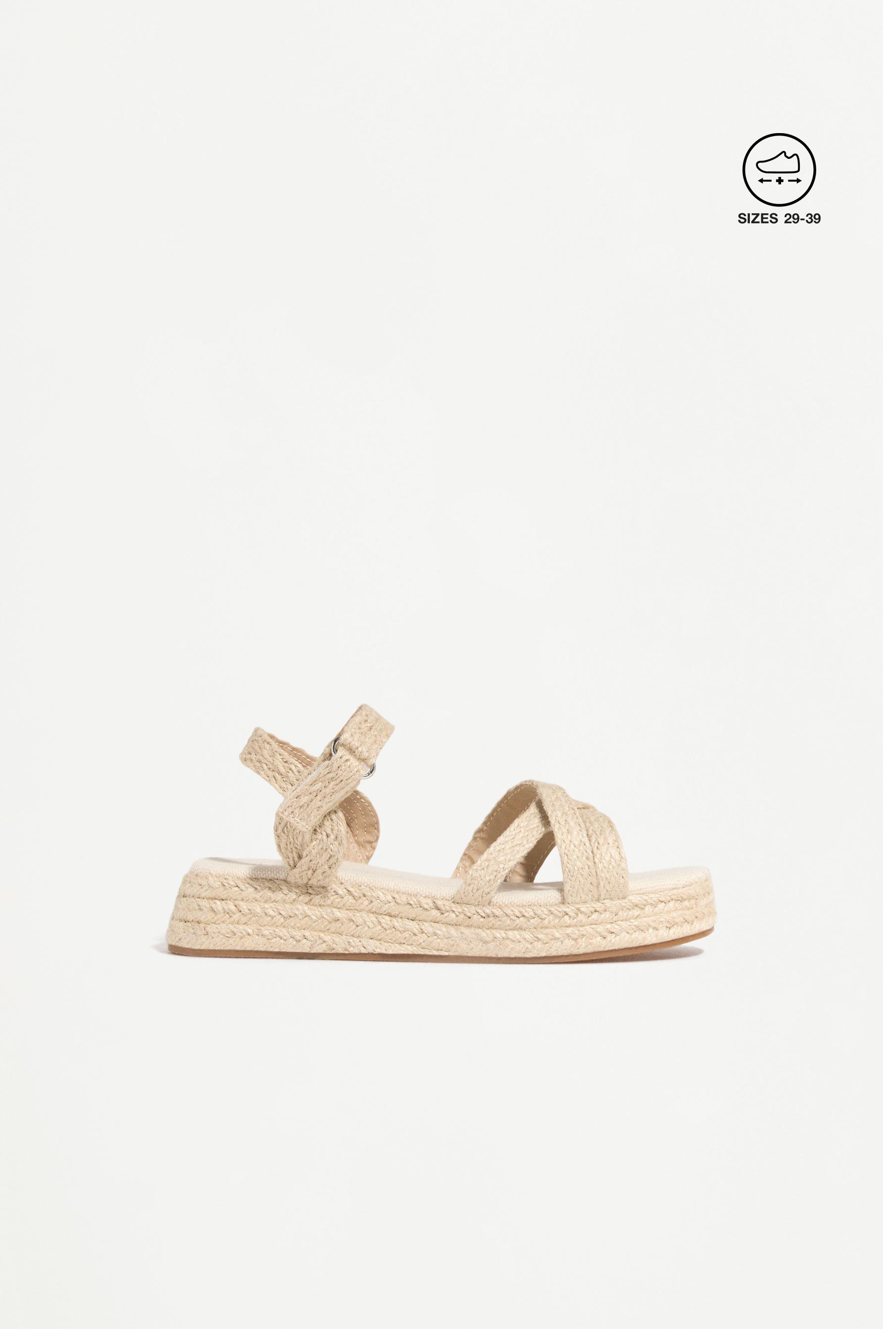 JUTE-EFFECT PLATFORM SANDAL — BEIGE