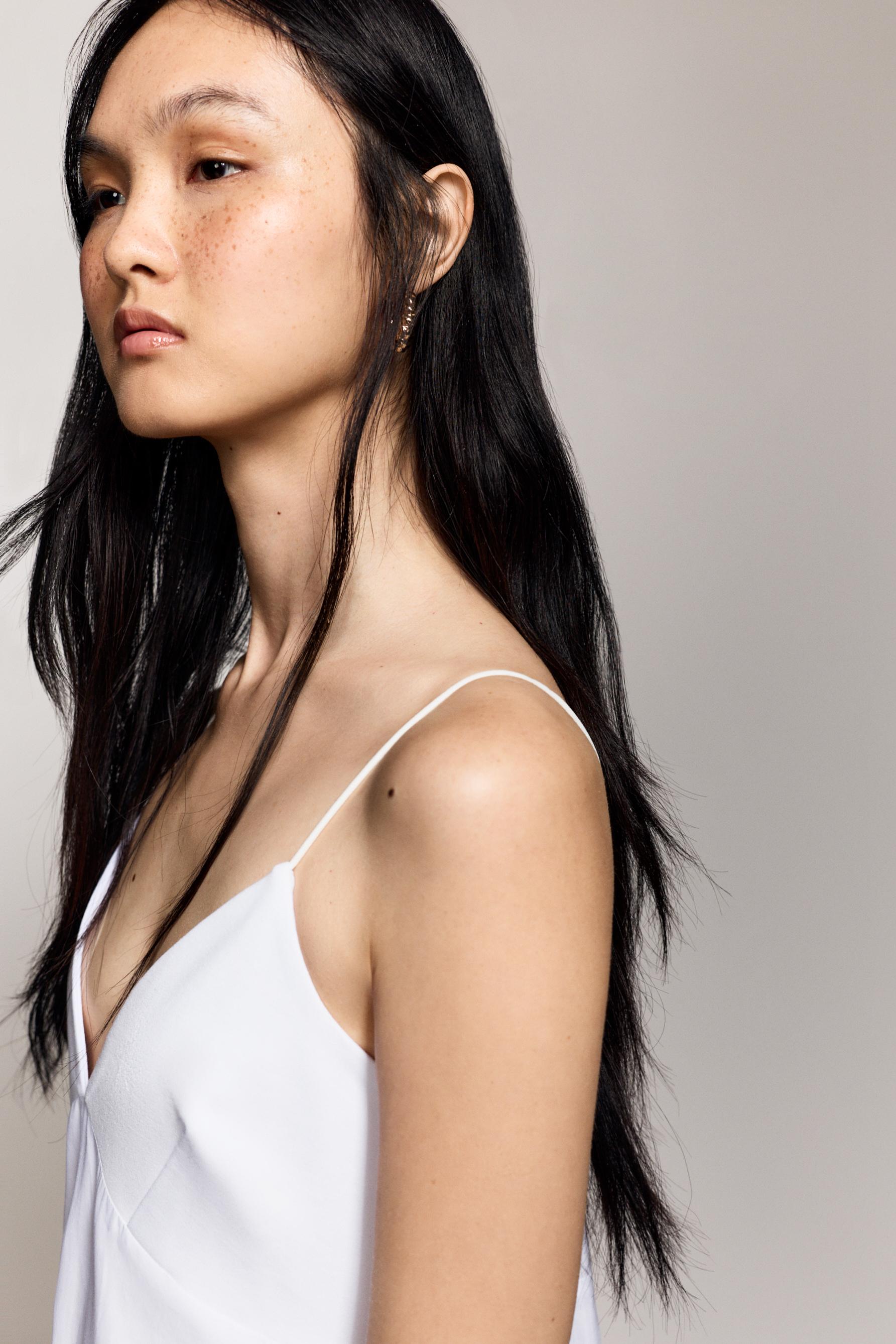 Midi dress with straps — WHITE