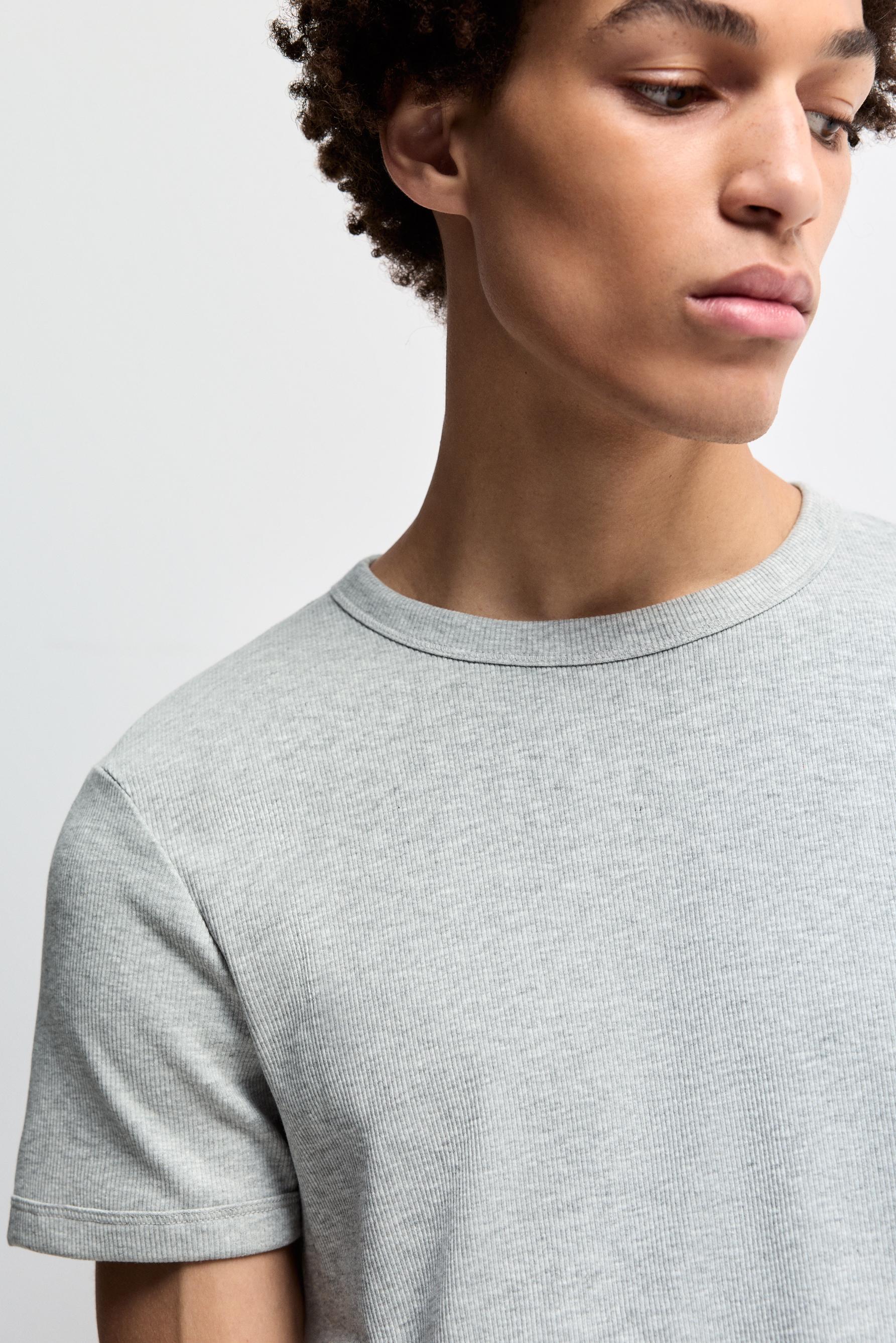 Rib T-shirt — GREY MARL