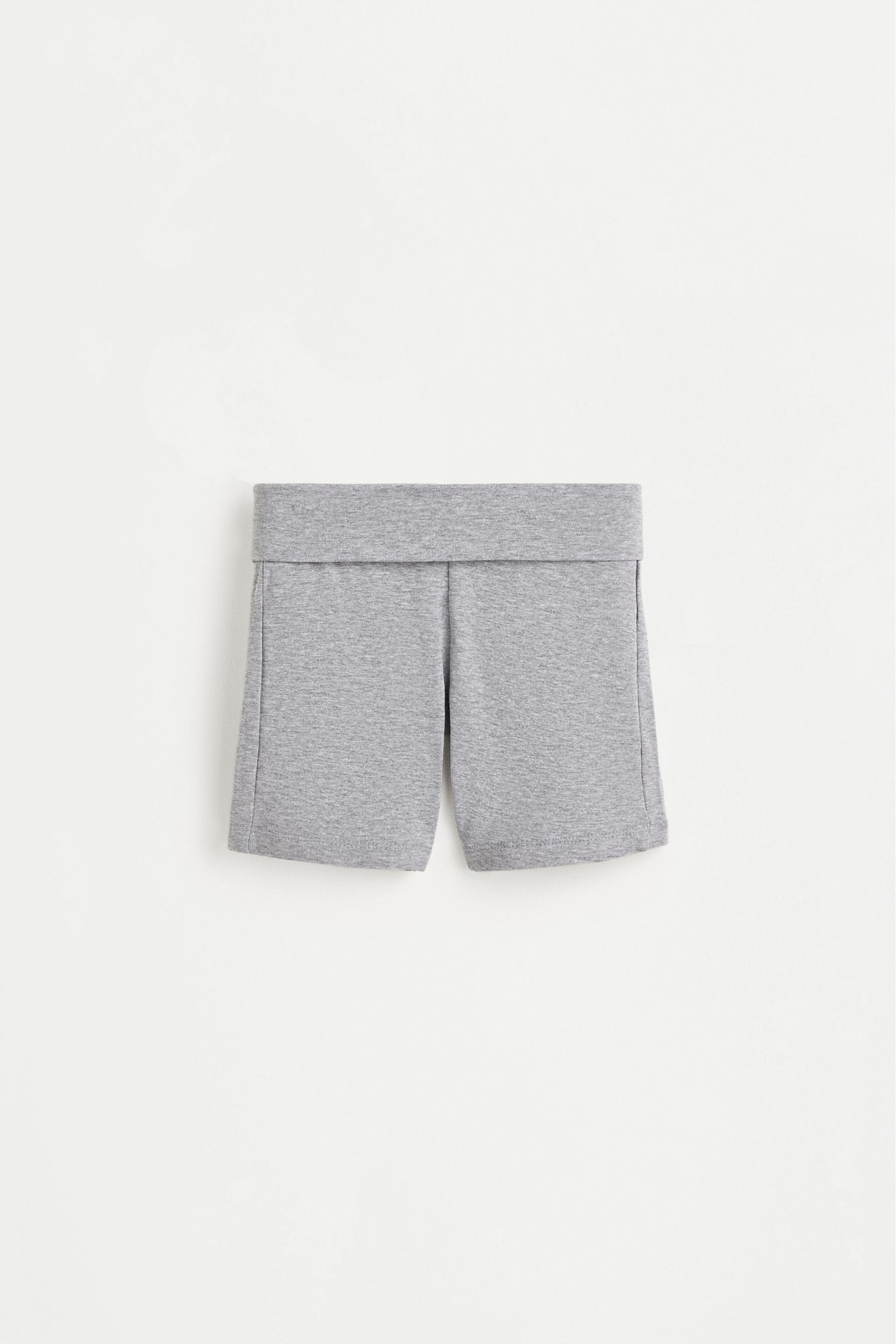 Cycling leggings with fold-over waist — GREY MARL