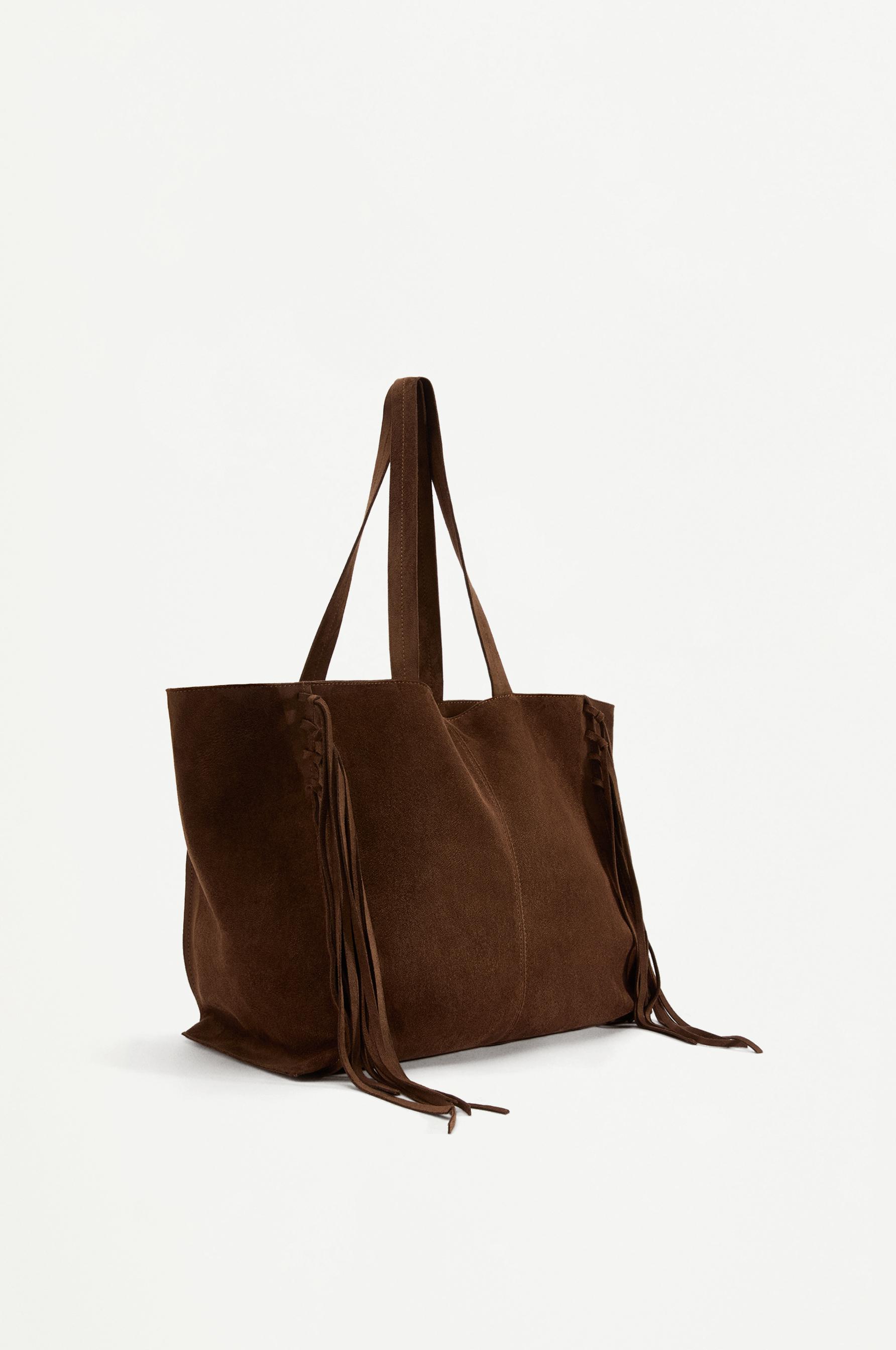 Faux suede tote bag — BROWN